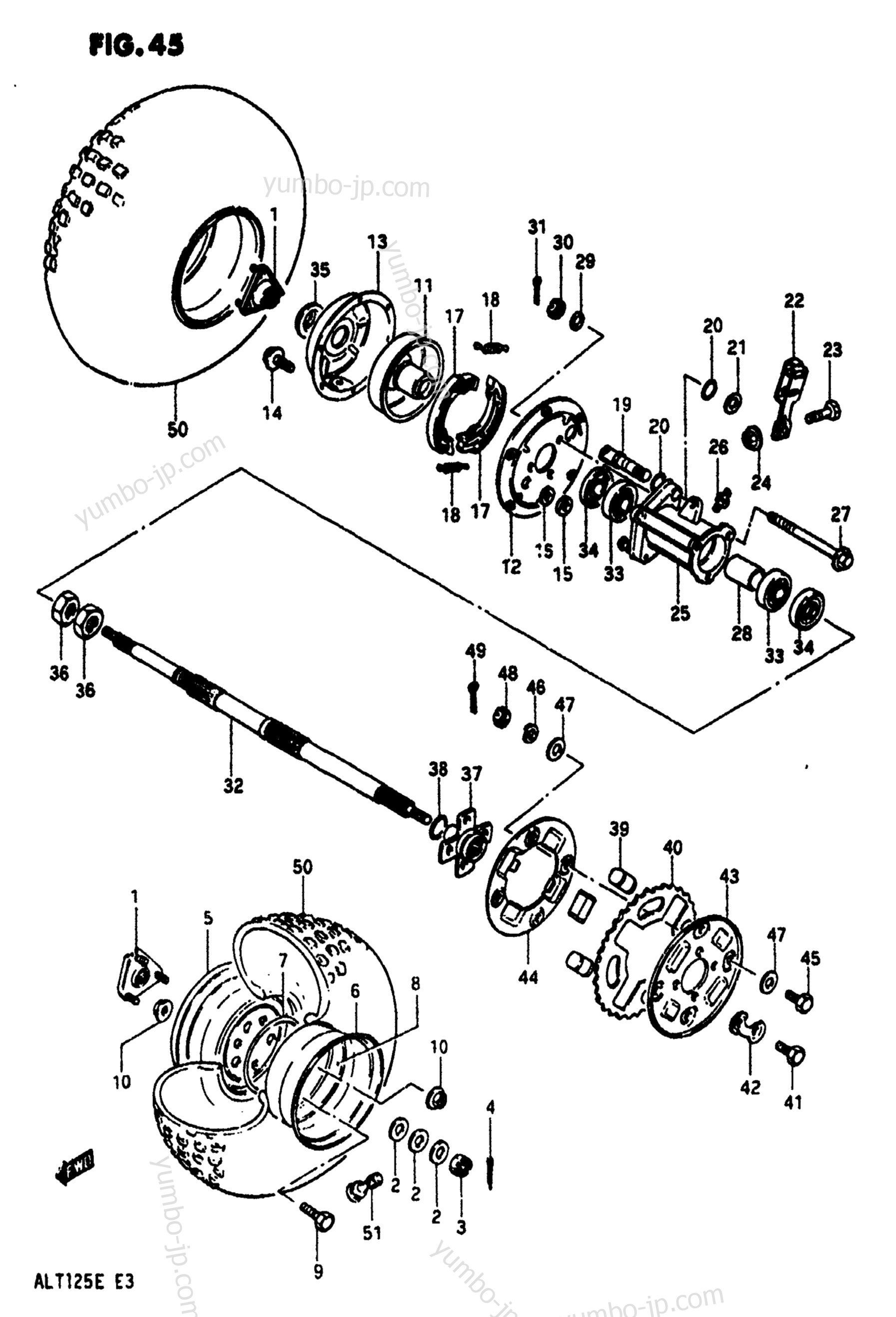 REAR WHEEL (MODEL D) для квадроциклов SUZUKI ALT125 1984 г.