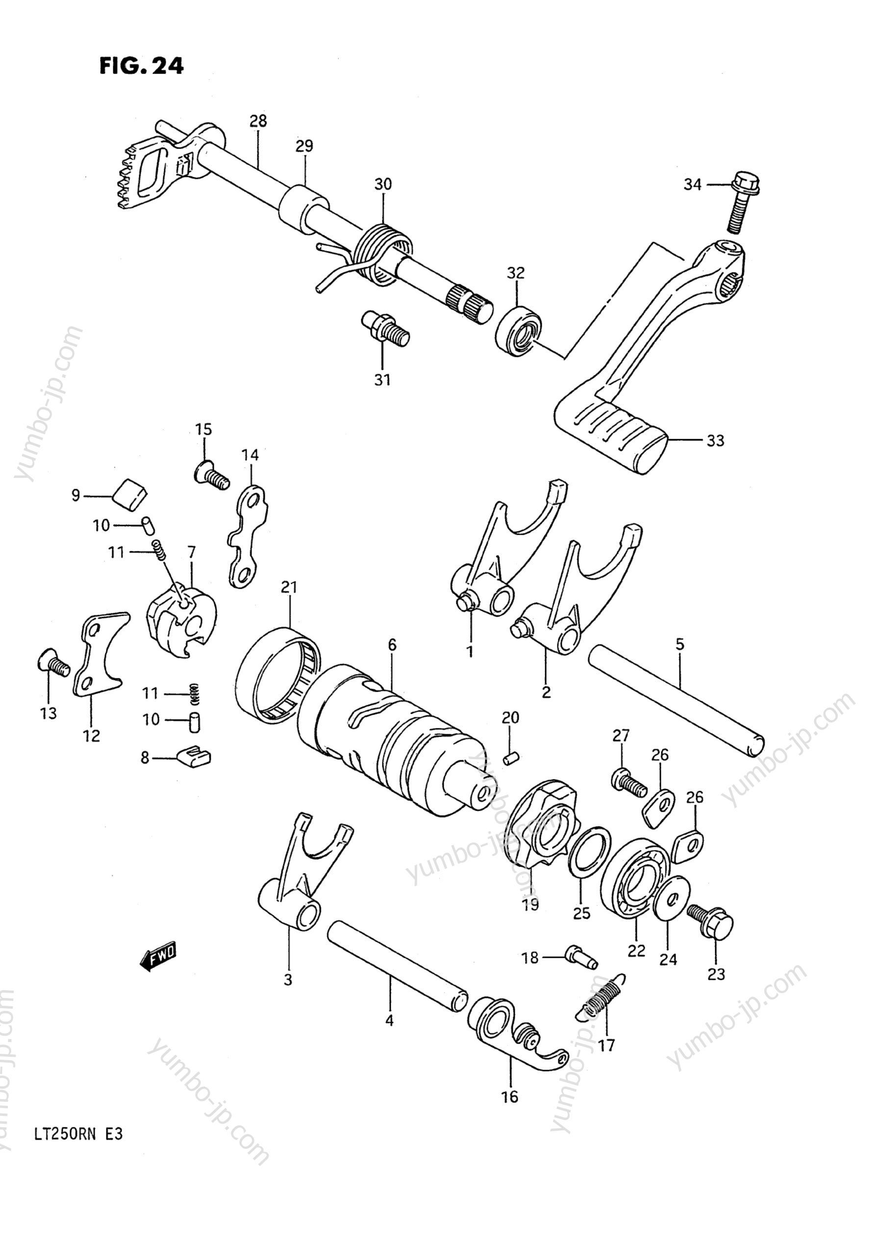 GEAR SHIFTING (MODEL H/J/K/L/M/N) for ATVs SUZUKI QuadRacer (LT250R) 1987 year