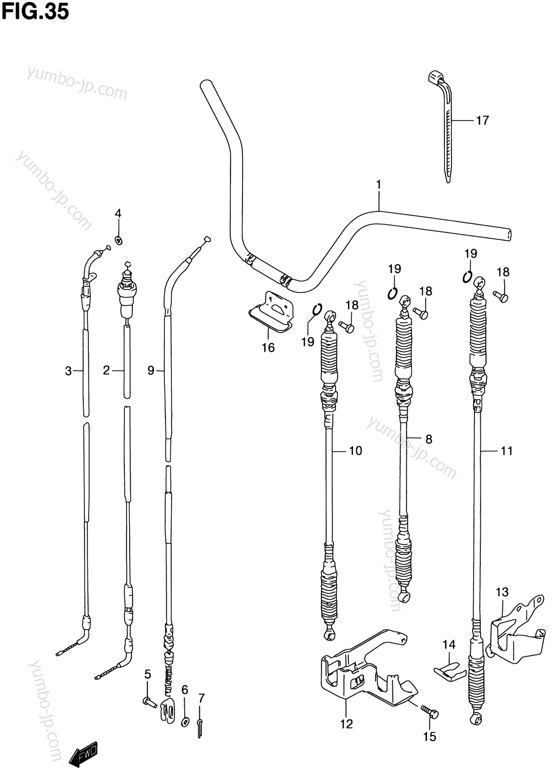 Handlebar - Cable for ATVs SUZUKI QuadRunner 2WD (LT-F250) 1999 year