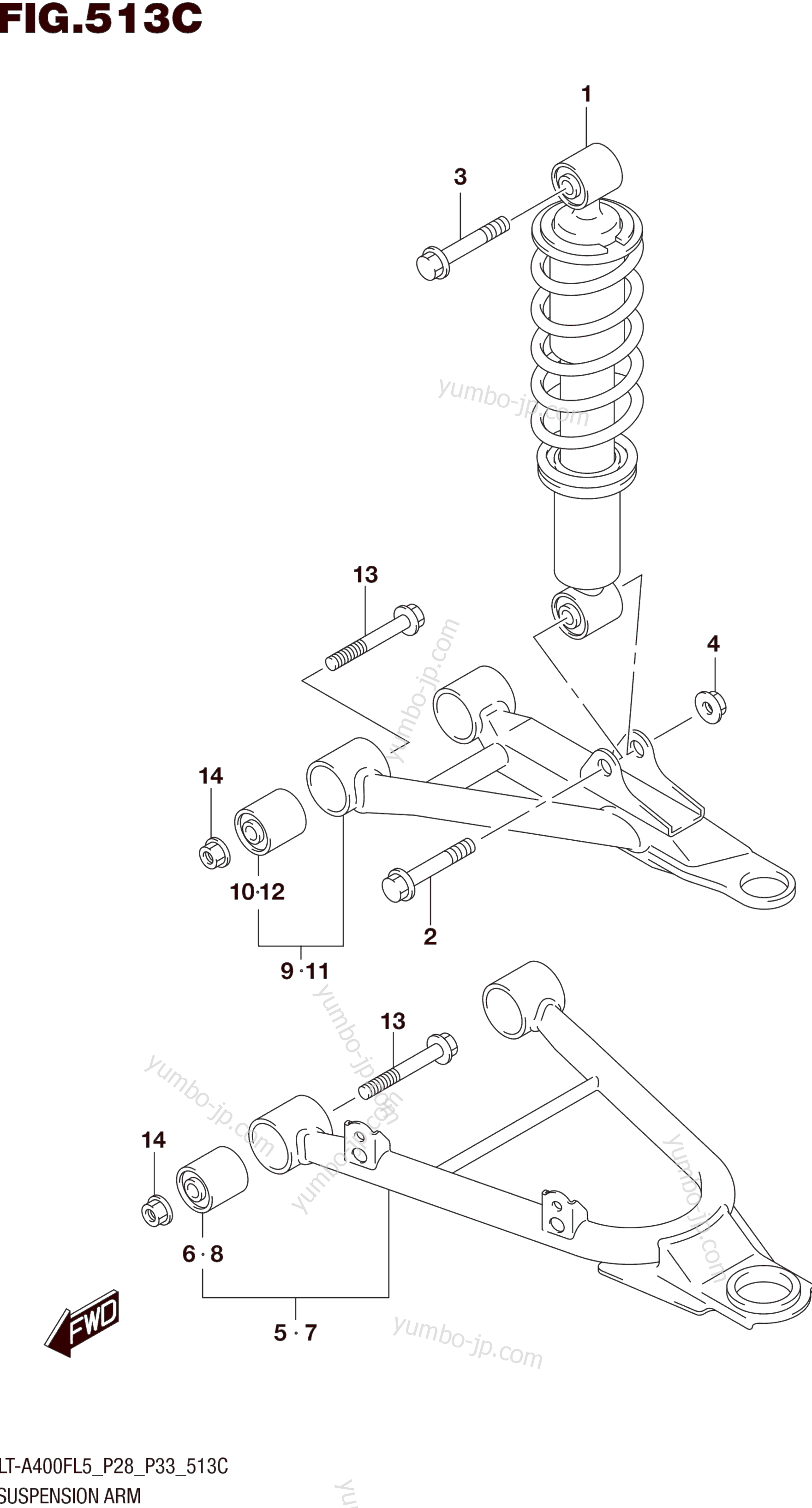 SUSPENSION ARM (LT-A400FZL5 P28) для квадроциклов SUZUKI LT-A400FZ 2015 г.