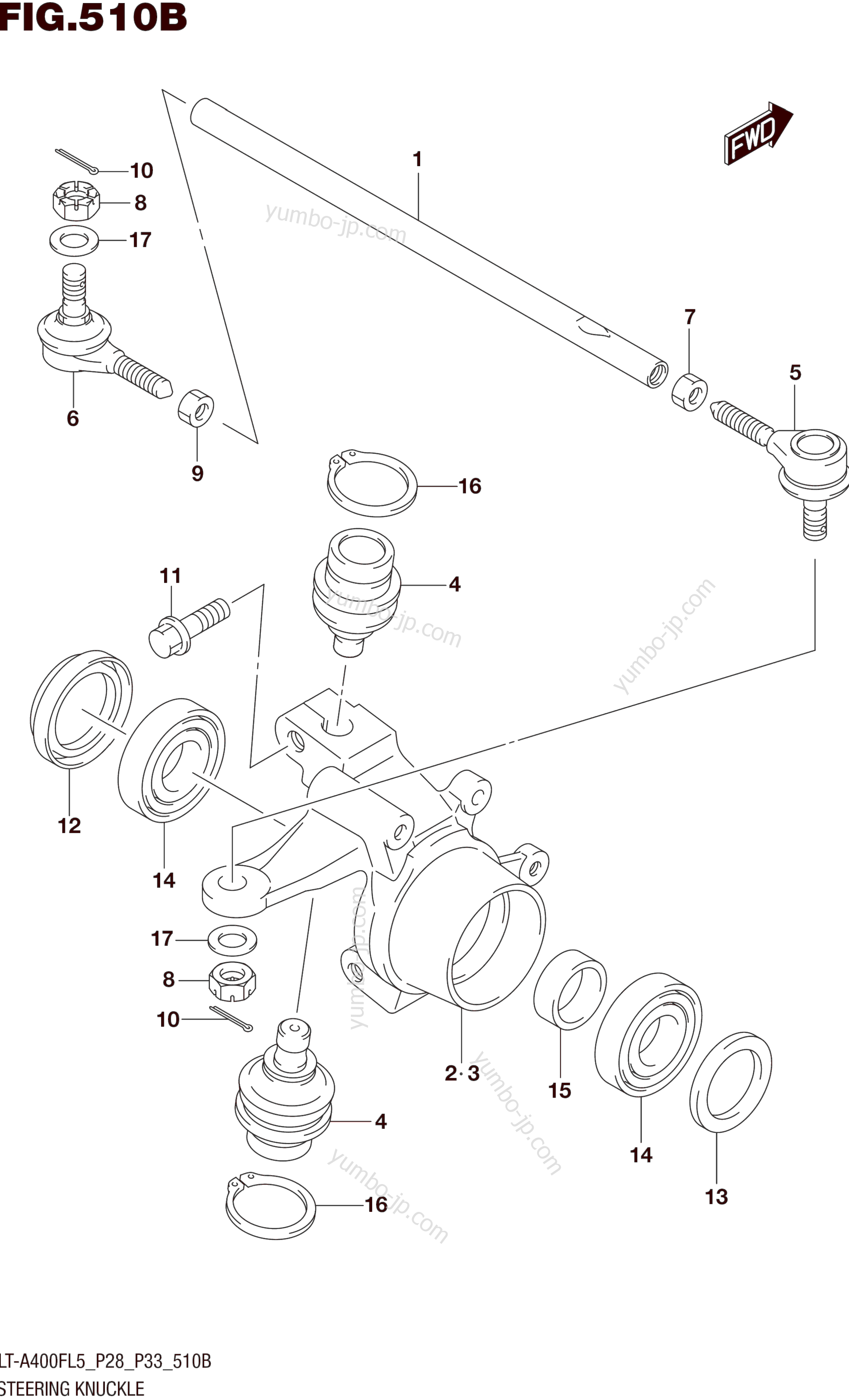 STEERING KNUCKLE (LT-A400FL5 P33) для квадроциклов SUZUKI LT-A400F 2015 г.