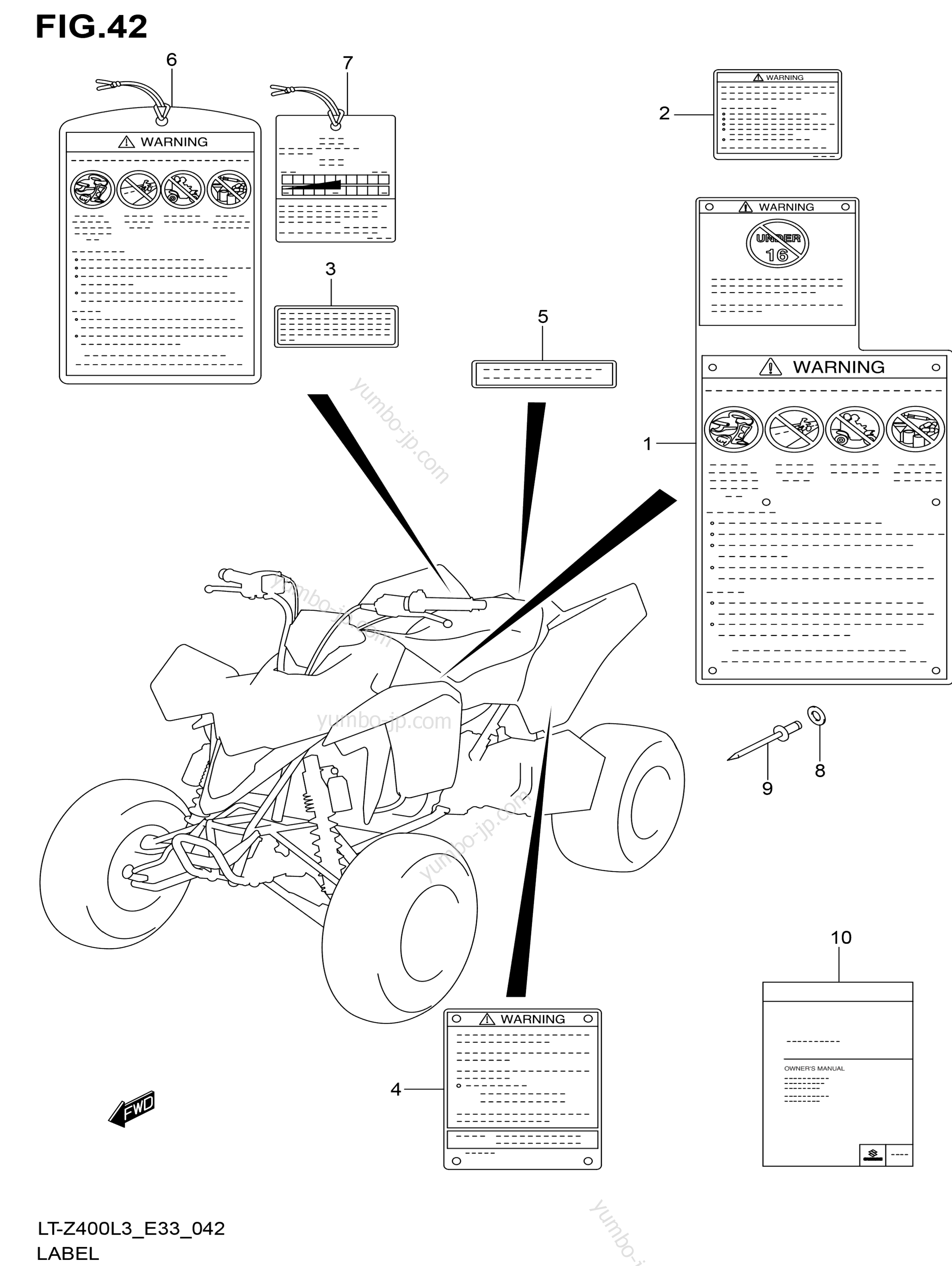 Эмблемы, наклейки для квадроциклов SUZUKI QuadSport Z400 (LT-Z400 Z) 2013 г.