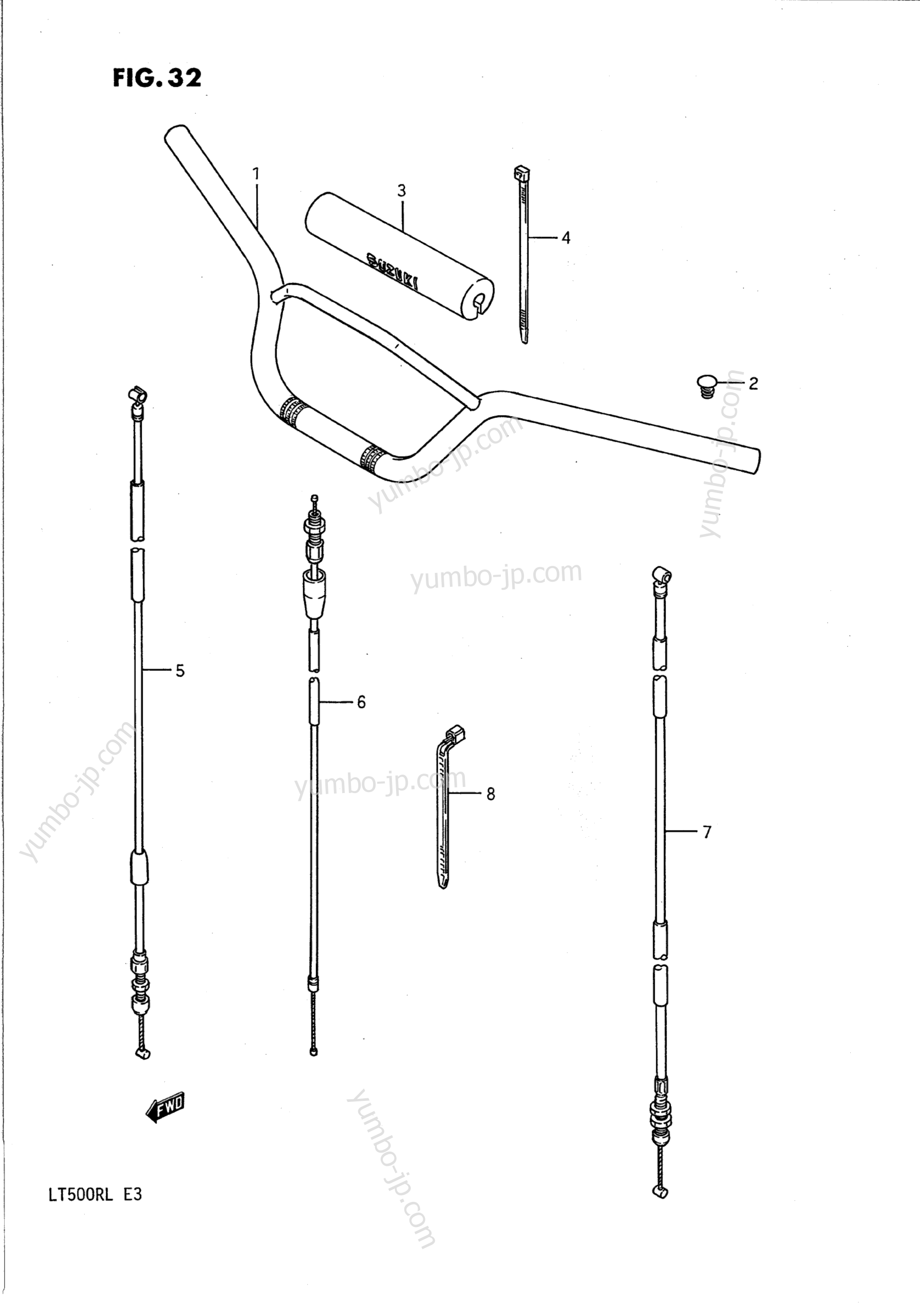 HANDLEBAR - CONTROL CABLE для квадроциклов SUZUKI QuadRacer (LT500R) 1988 г.