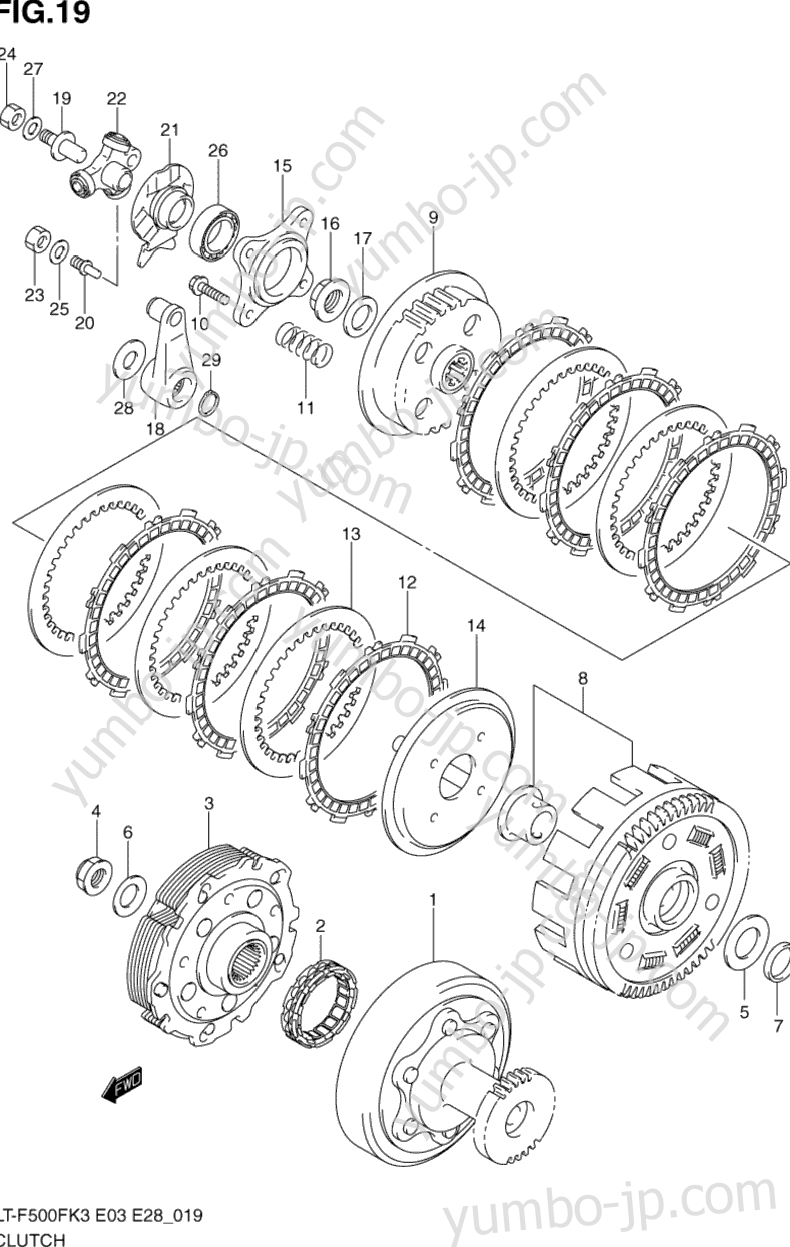 CLUTCH for ATVs SUZUKI Vinson 4WD (LT-F500F) 2003 year