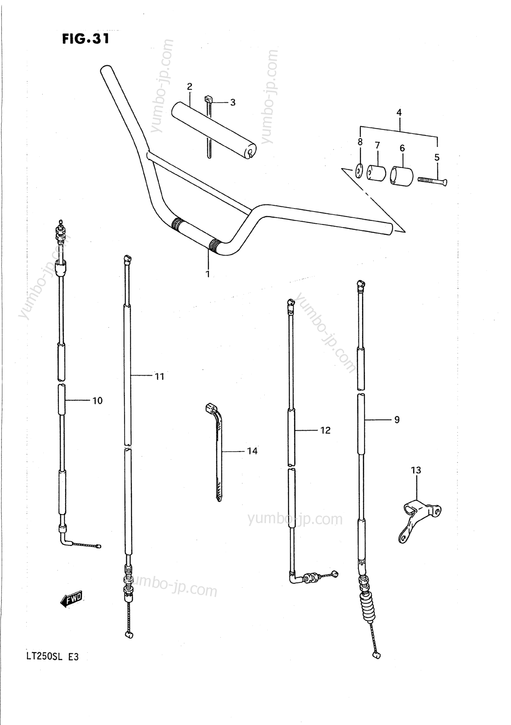 Румпель (рукоятка управления) для квадроциклов SUZUKI QuadSport (LT250S) 1989 г.