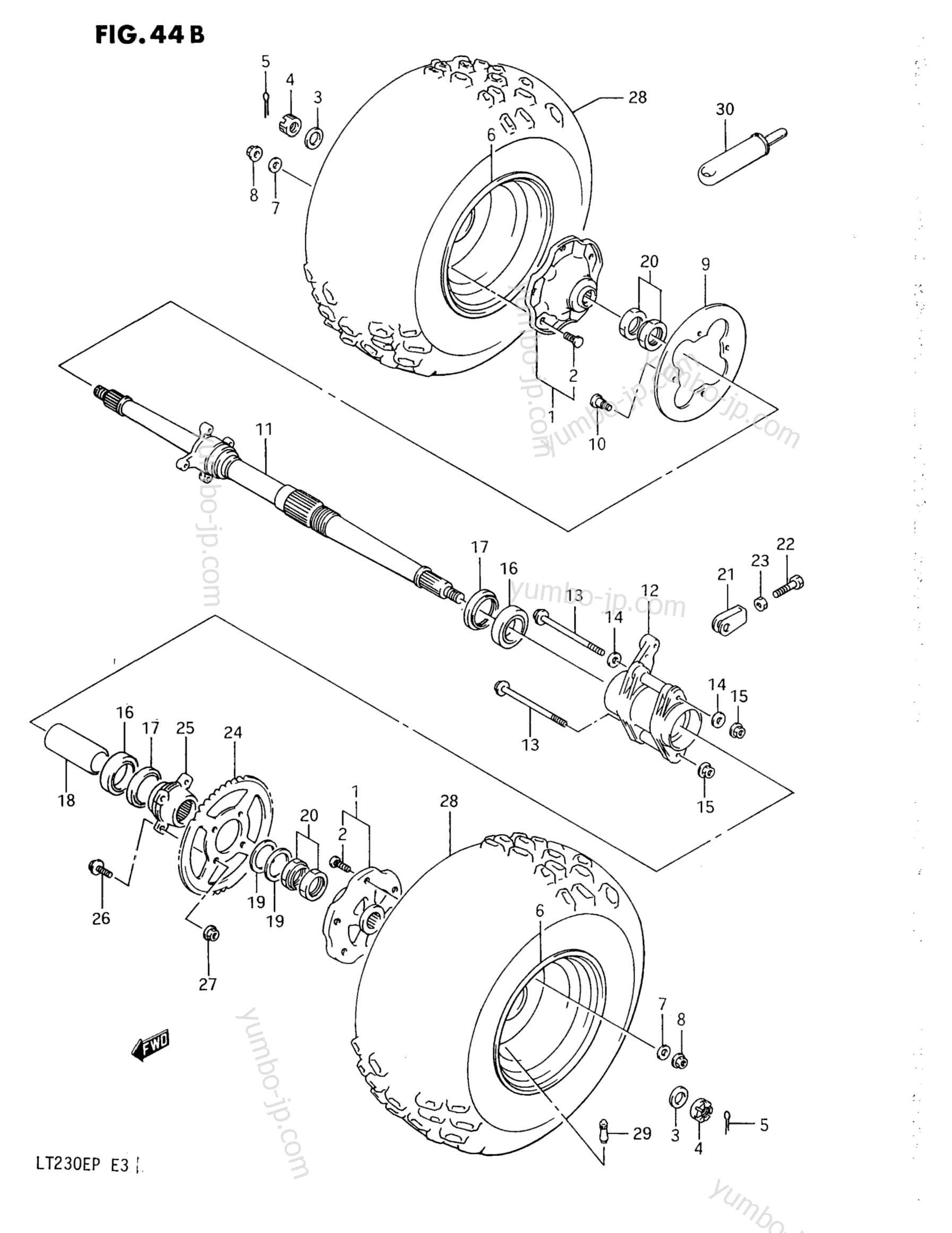 REAR WHEEL (MODEL L/M/N/P) для квадроциклов SUZUKI QuadRunner (LT230E) 1988 г.