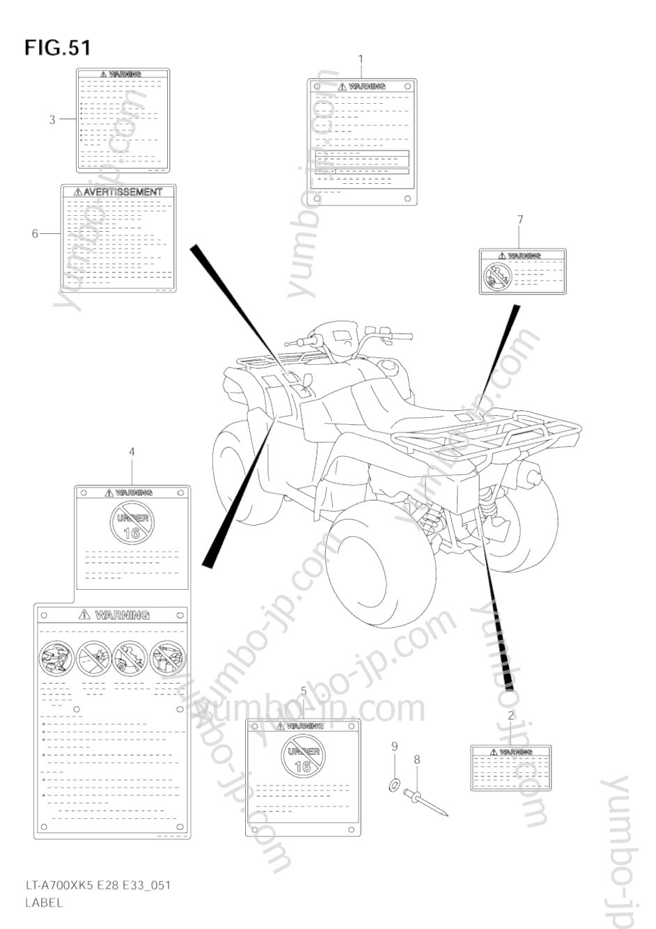 Эмблемы, наклейки для квадроциклов SUZUKI KingQuad (LT-A700X) 2005 г.