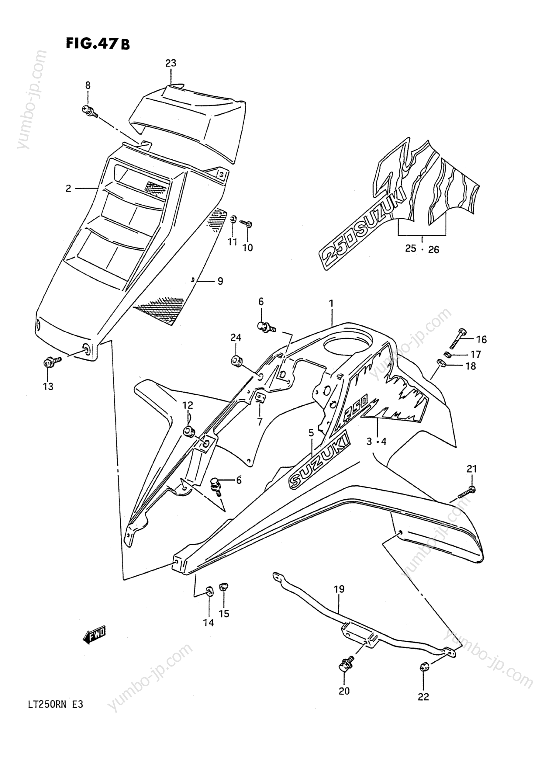 FRONT FENDER (MODEL M/N) for ATVs SUZUKI QuadRacer (LT250R) 1991 year