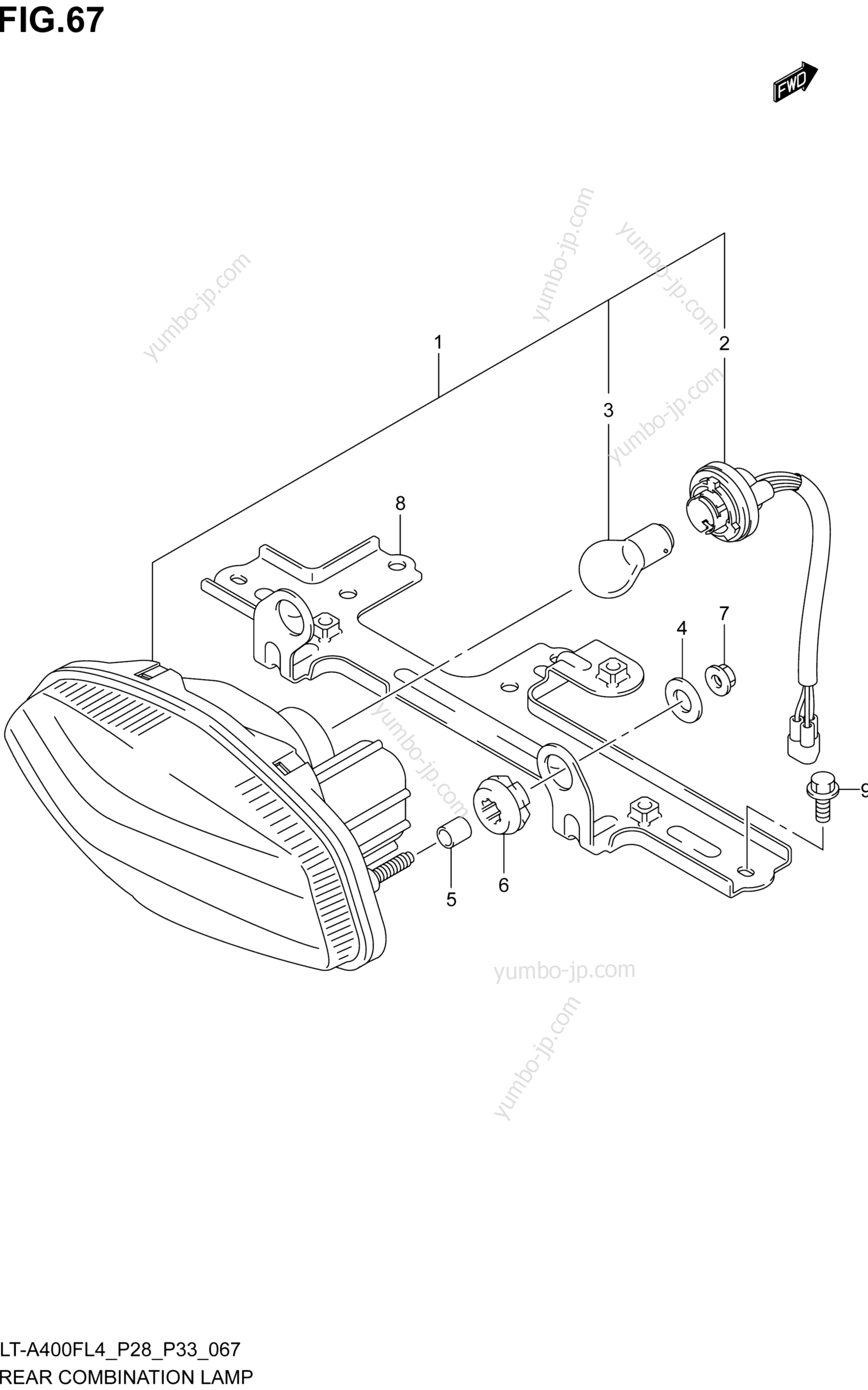 REAR COMBINATION LAMP (LT-A400FZL4 P33) для квадроциклов SUZUKI LT-A400FZ 2014 г.