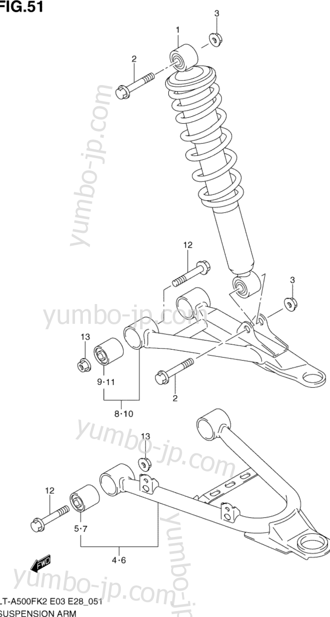 SUSPENSION ARM for ATVs SUZUKI Vinson 4WD (LT-A500F) 2003 year