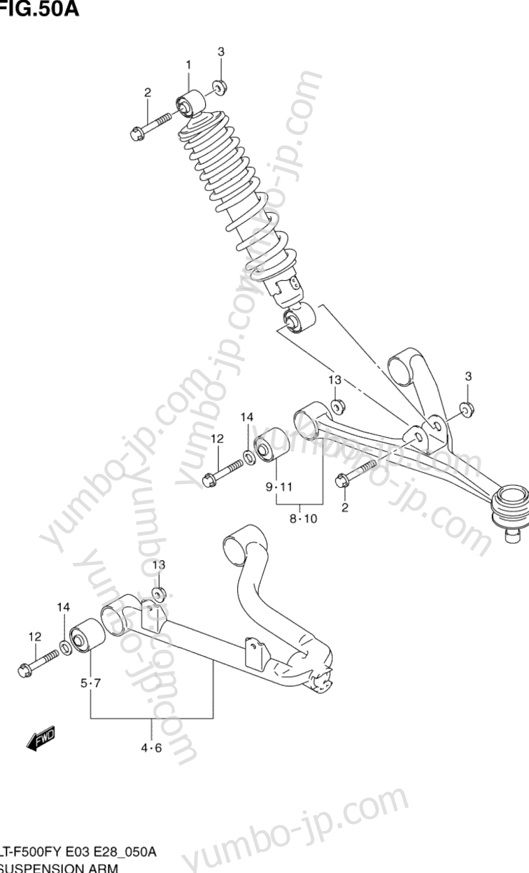 SUSPENSION ARM (MODEL Y/K1/K2) for ATVs SUZUKI QuadRunner 4WD (LT-F500F) 2000 year