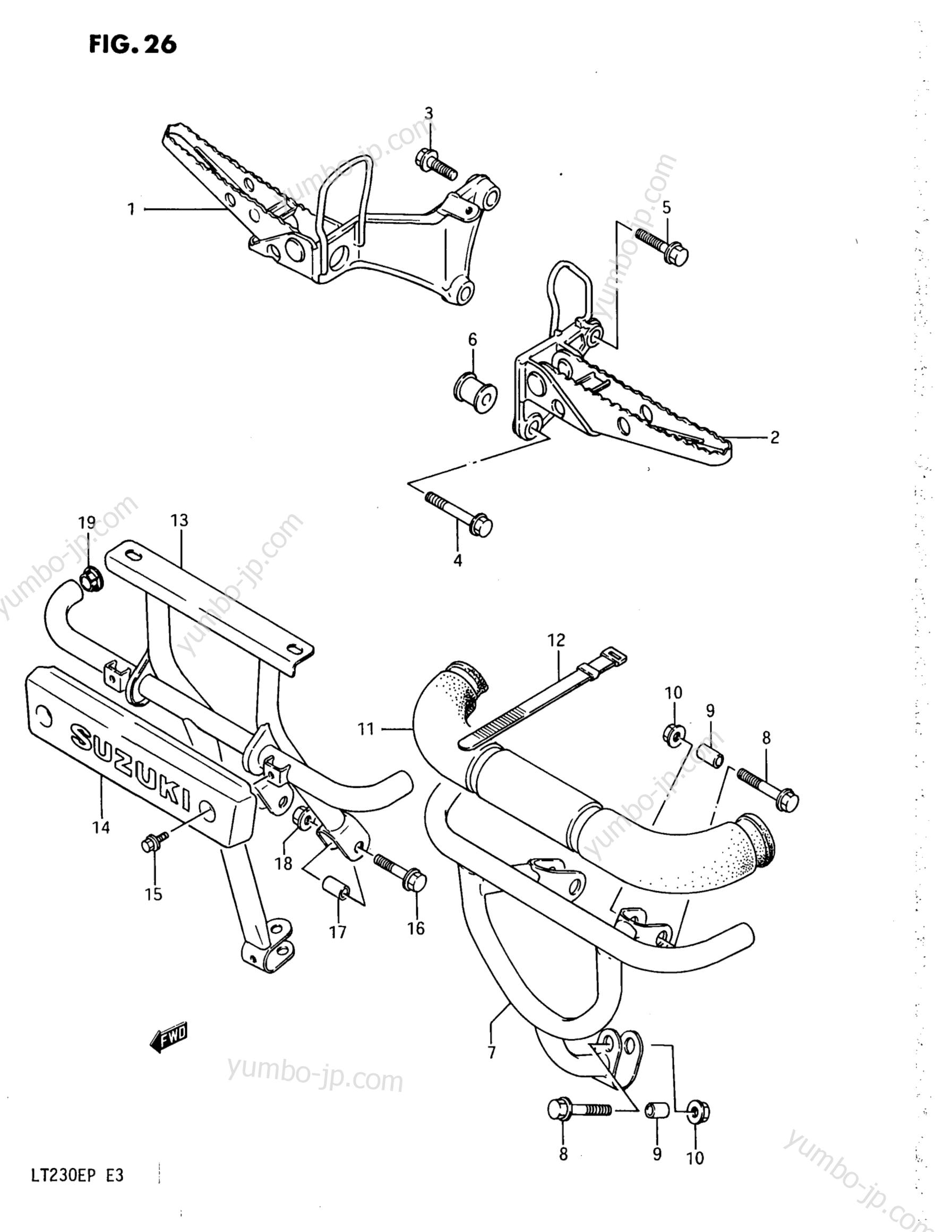 FOOTREST (MODEL H/J) для квадроциклов SUZUKI QuadRunner (LT230E) 1989 г.