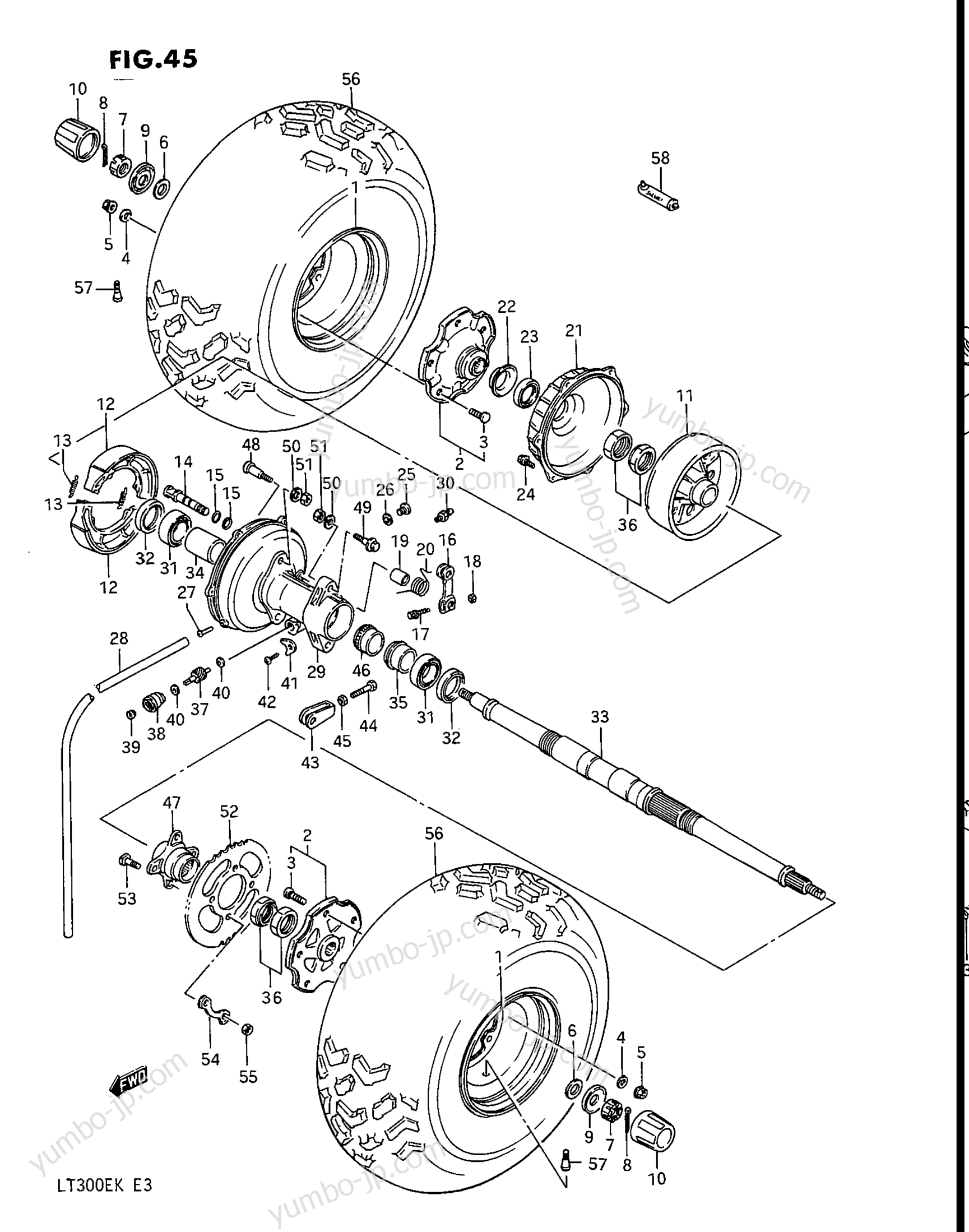 REAR WHEEL для квадроциклов SUZUKI QuadRunner (LT300E) 1988 г.