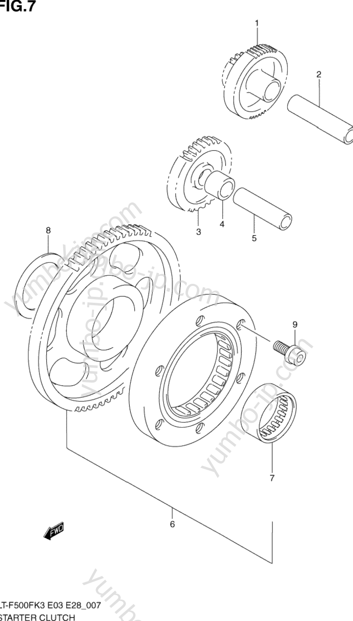 STARTER CLUTCH для квадроциклов SUZUKI Vinson 4WD (LT-F500F) 2003 г.