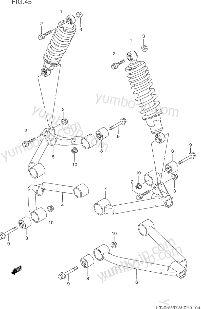FRONT SUSPENSION ARM для квадроциклов SUZUKI QuadRunner (LT-F4WD) 1997 г.