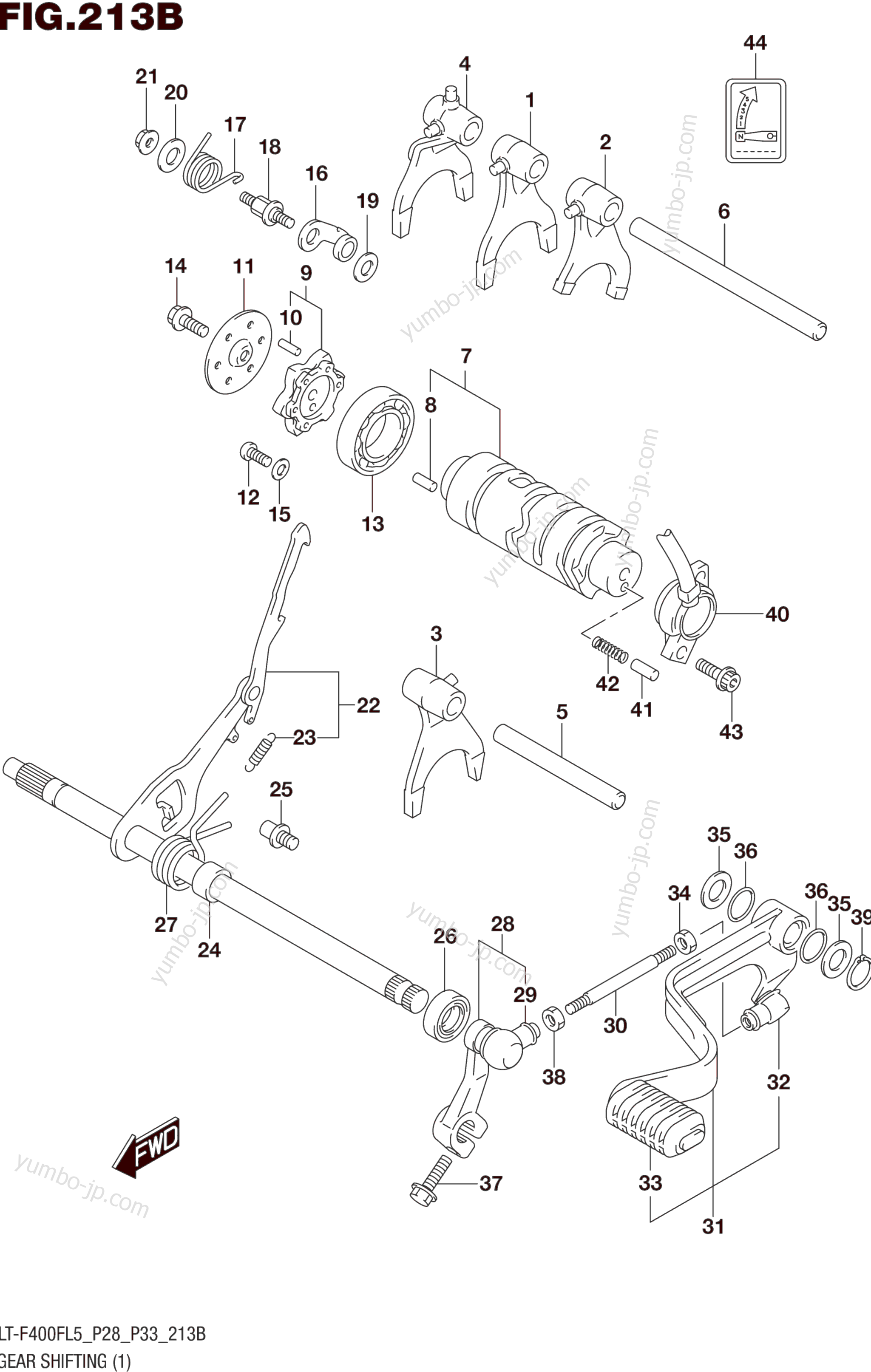 GEAR SHIFTING (1) (LT-F400FL5 P33) для квадроциклов SUZUKI LT-F400F 2015 г.
