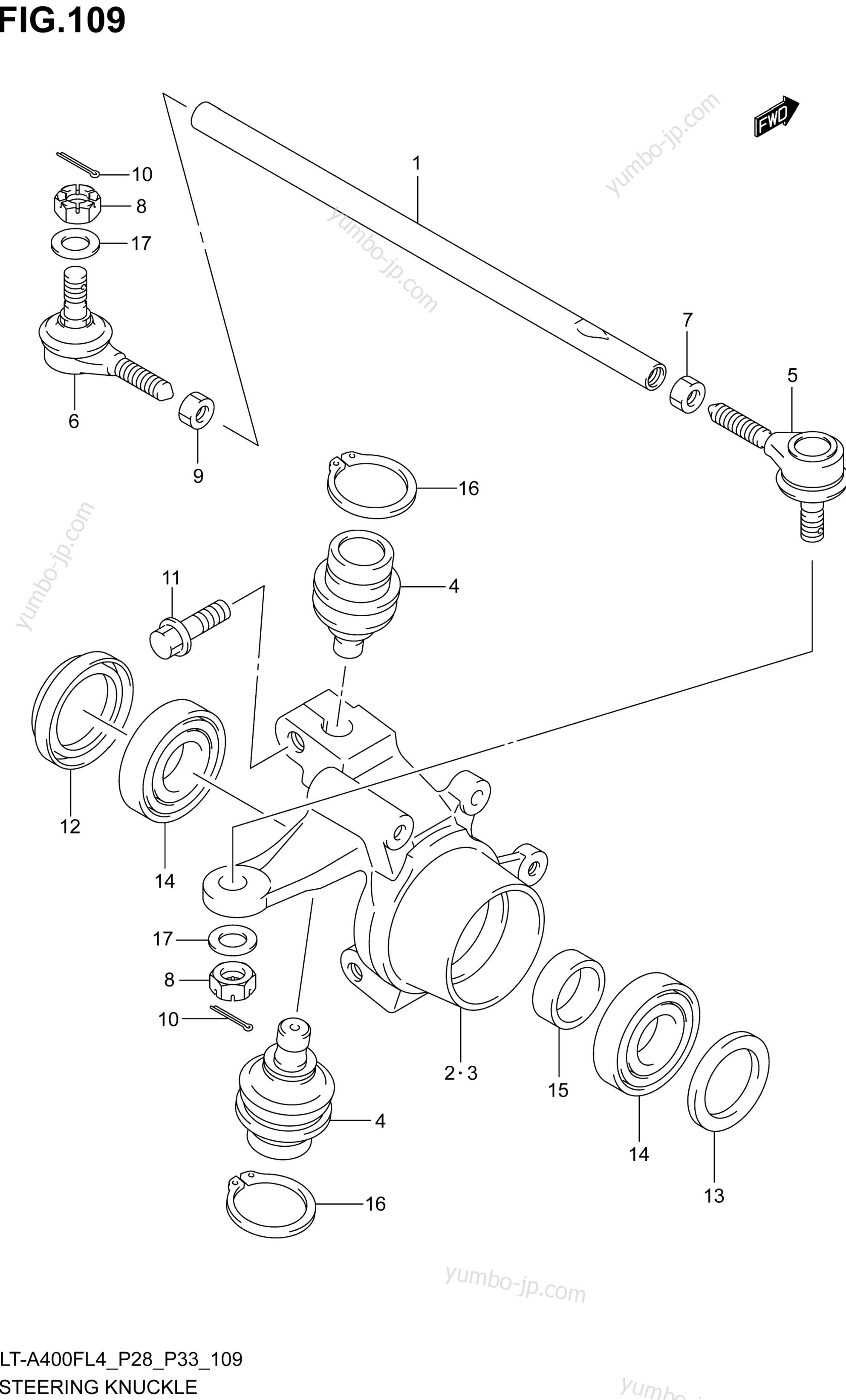 STEERING KNUCKLE (LT-A400FZL4 P28) для квадроциклов SUZUKI LT-A400FZ 2014 г.