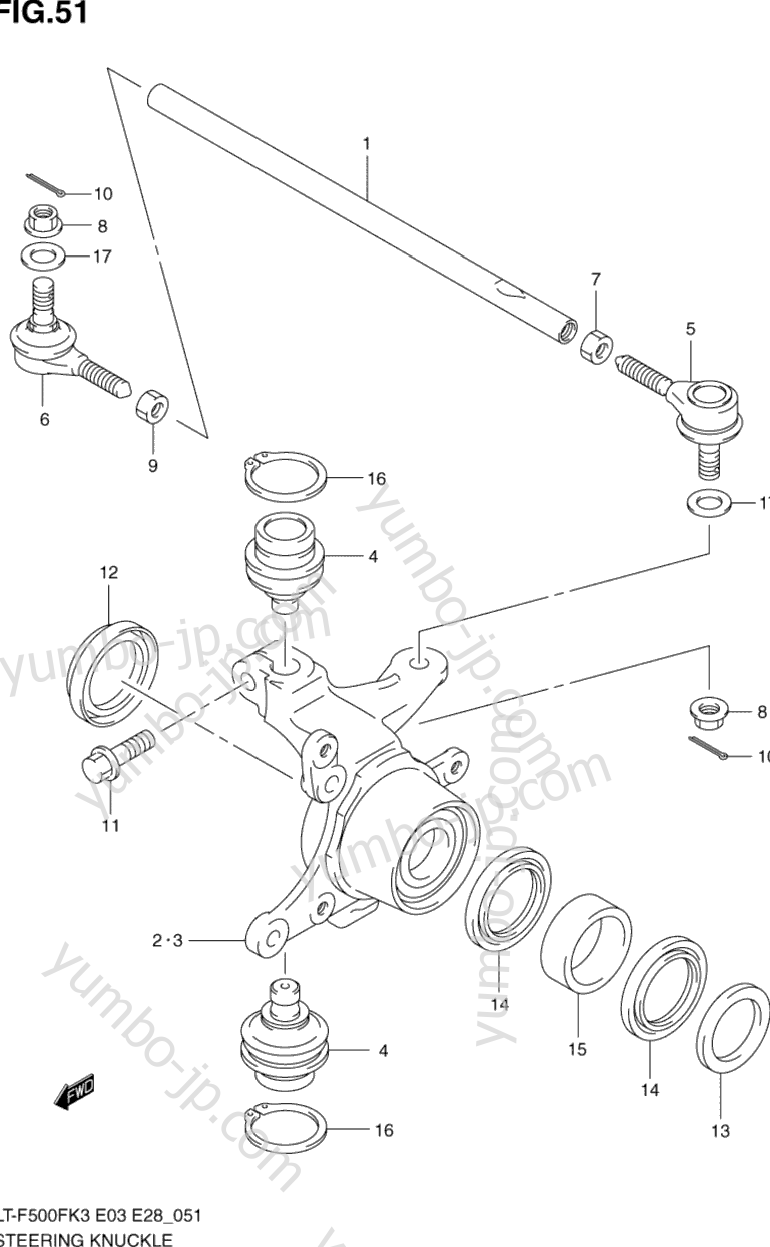 STEERING KNUCKLE для квадроциклов SUZUKI Vinson 4WD (LT-F500F) 2003 г.