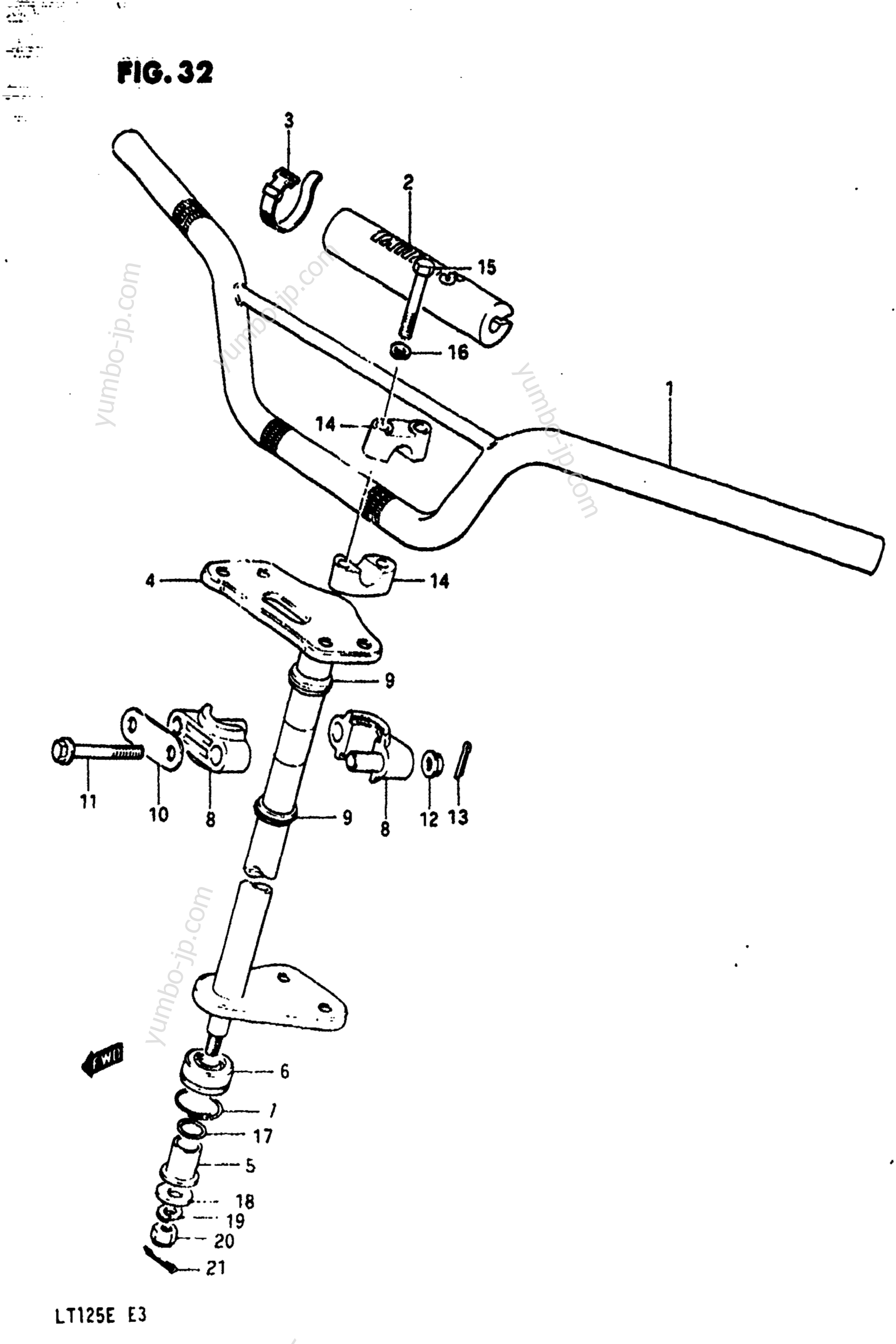 HANDLEBAR - STEERING (MODEL E) для квадроциклов SUZUKI LT125 1983 г.