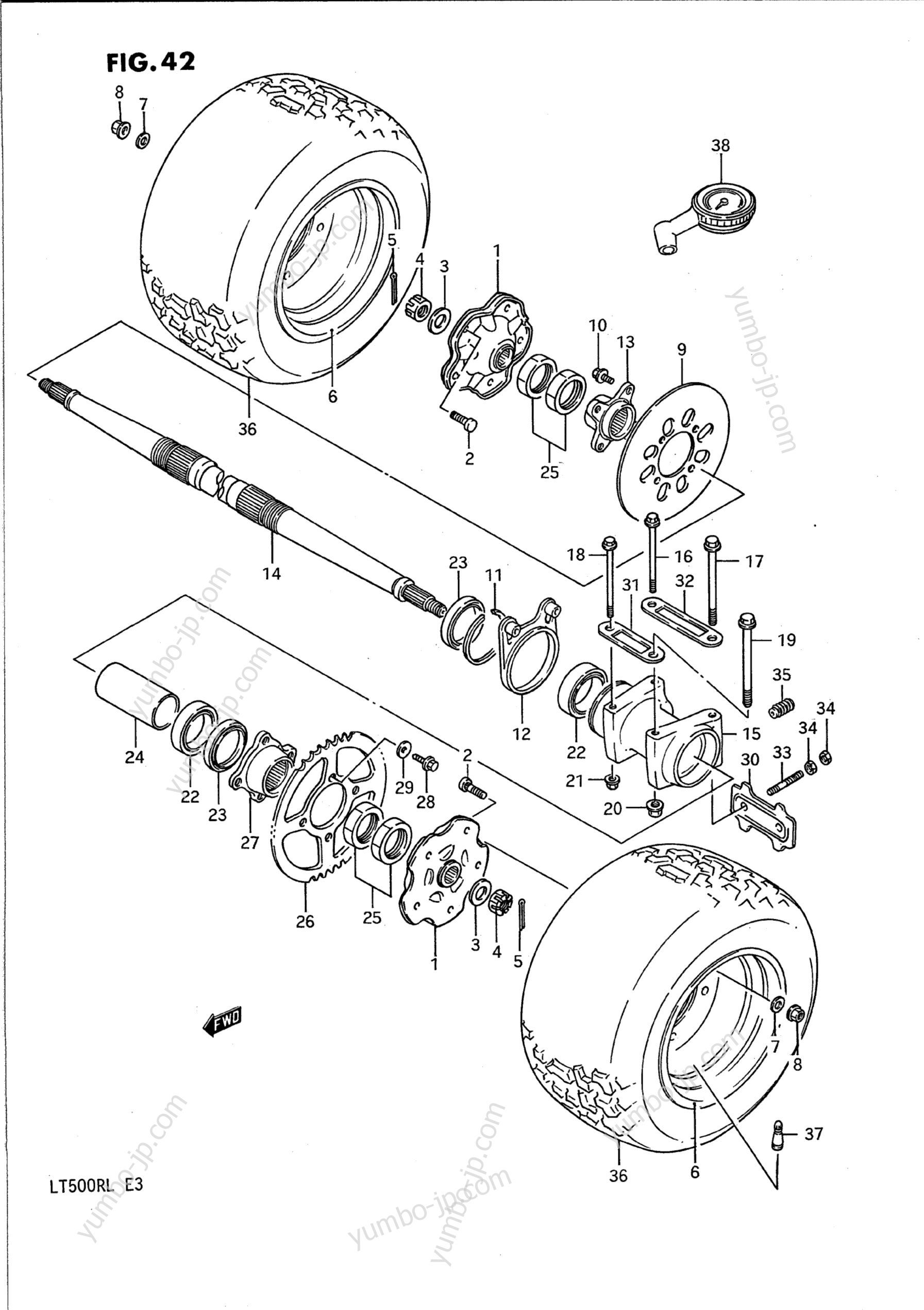REAR WHEEL для квадроциклов SUZUKI QuadRacer (LT500R) 1988 г.