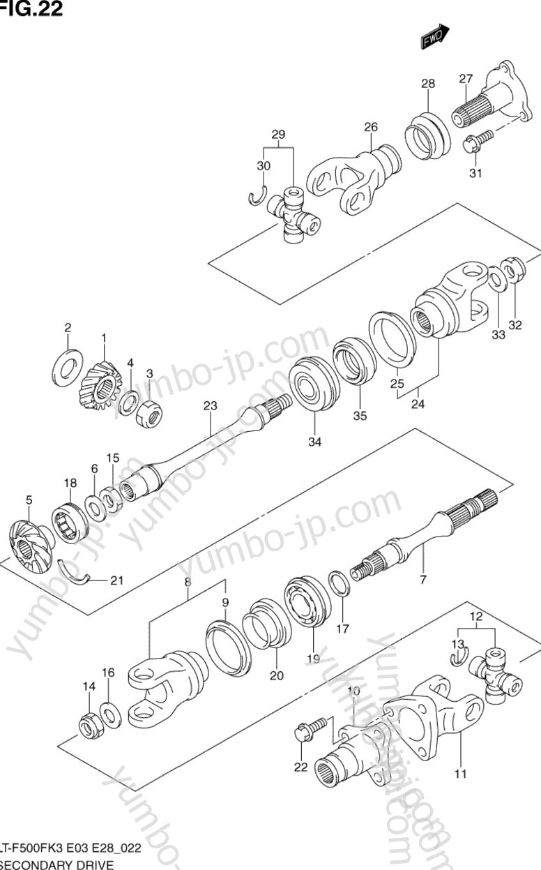 SECONDARY DRIVE для квадроциклов SUZUKI Vinson 4WD (LT-F500F) 2003 г.