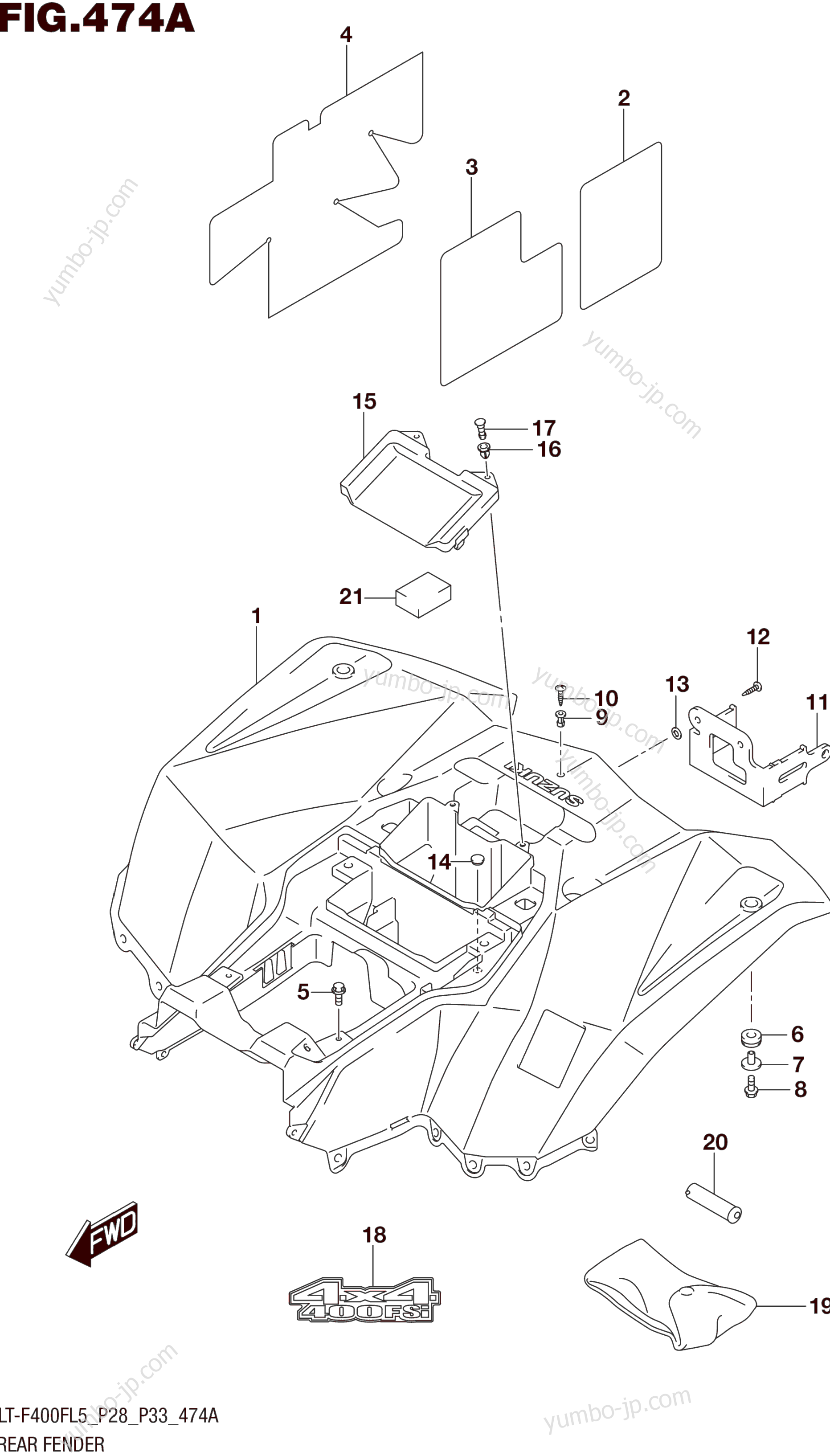 REAR FENDER для квадроциклов SUZUKI LT-F400F 2015 г.