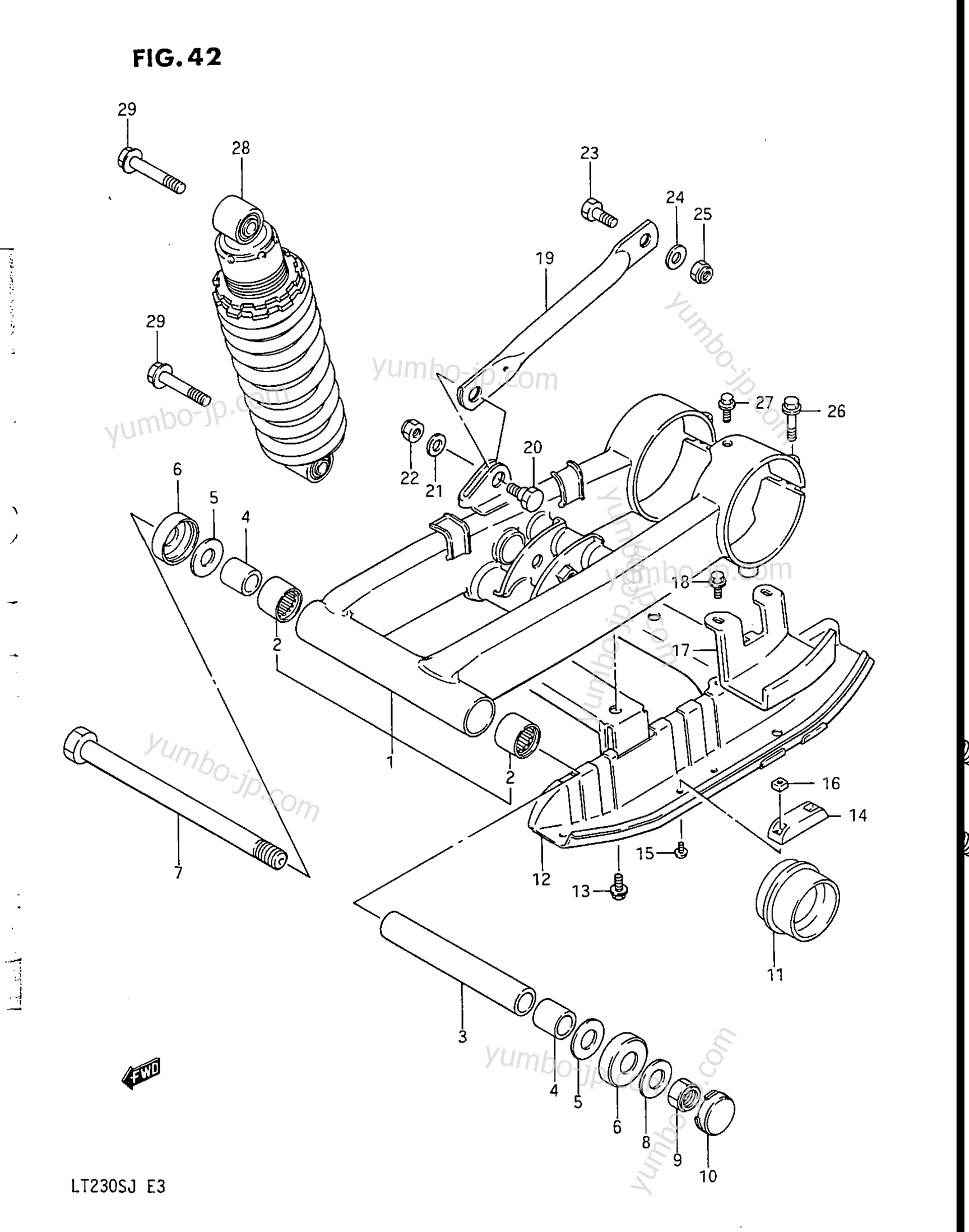 REAR SWINGING ARM (MODEL F/G) для квадроциклов SUZUKI LT230S 1985 г.