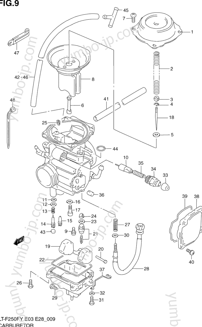 CARBURETOR (MODEL X) для квадроциклов SUZUKI QuadRunner 4WD (LT-F250F) 2001 г.