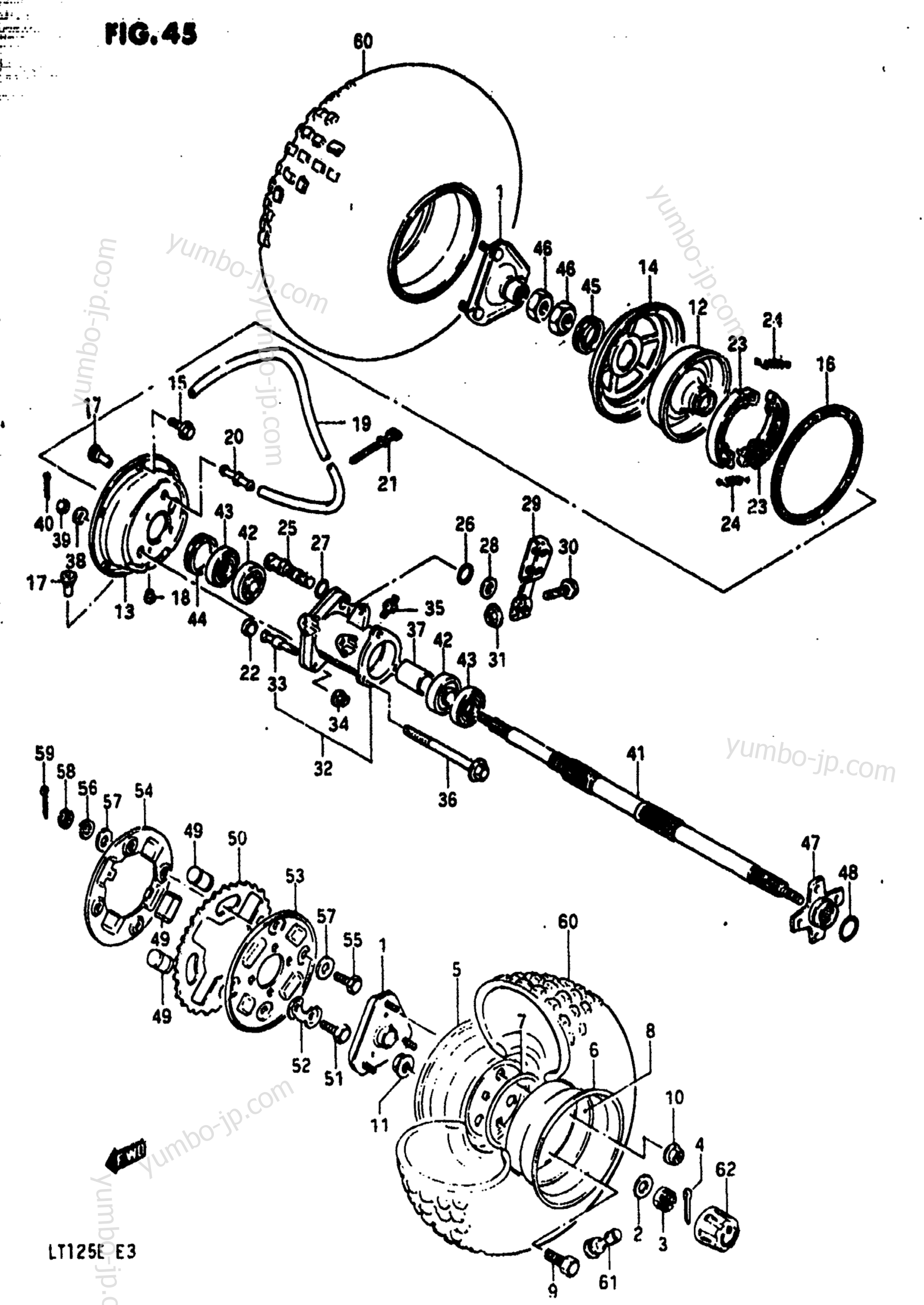 REAR WHEEL (MODEL E) для квадроциклов SUZUKI LT125 1983 г.