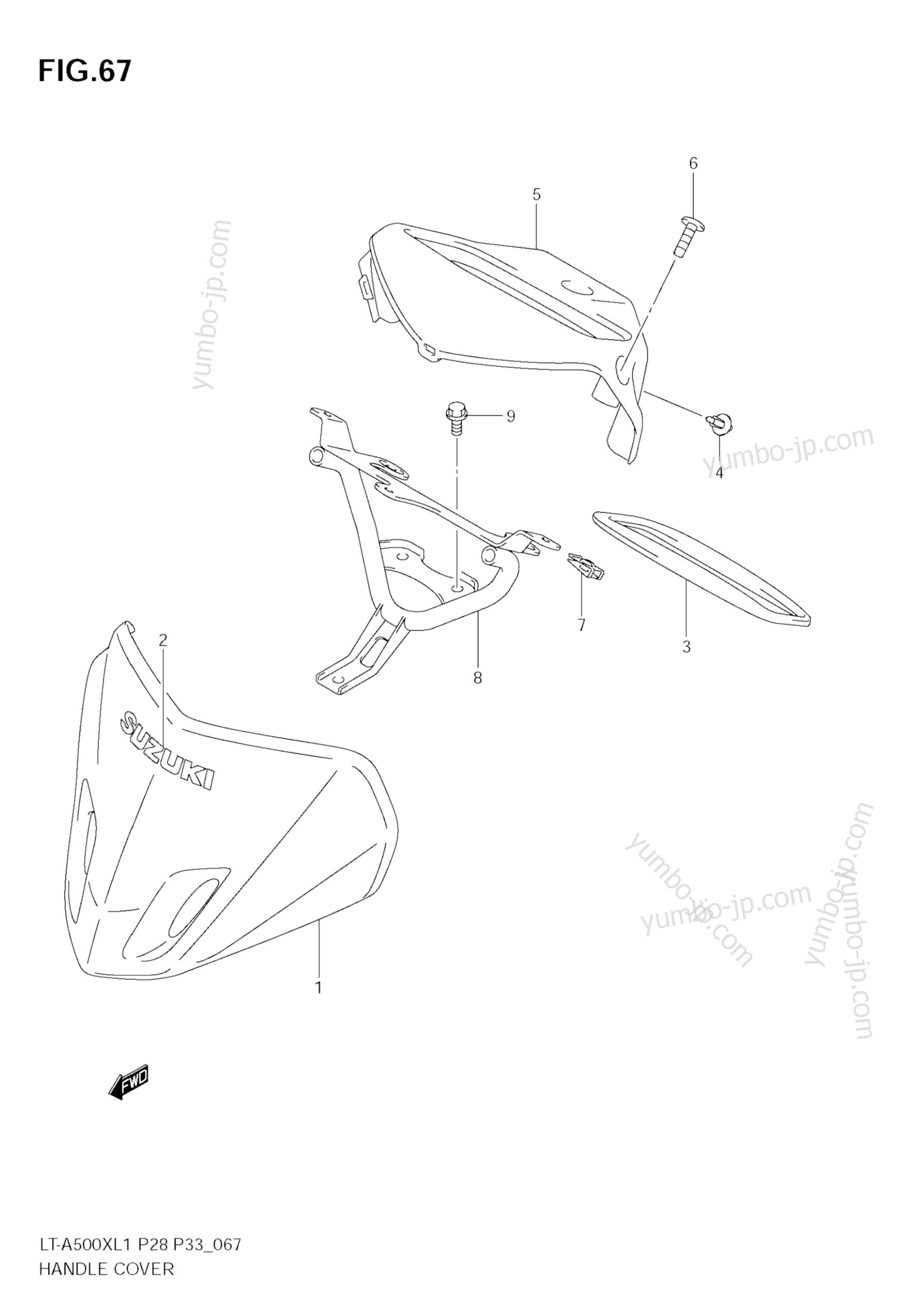 HANDLE COVER (LT-A500X L1 E28) для квадроциклов SUZUKI KingQuad (LT-A500X) 2011 г.