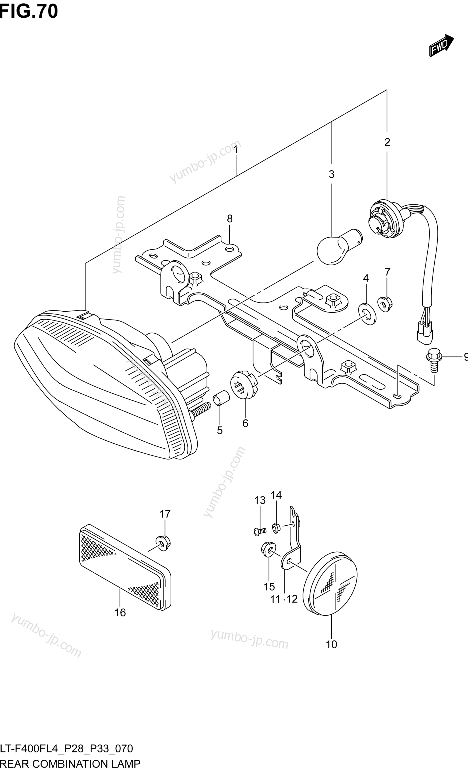 REAR COMBINATION LAMP (LT-F400FZL4 P28) для квадроциклов SUZUKI LT-F400FZ 2014 г.