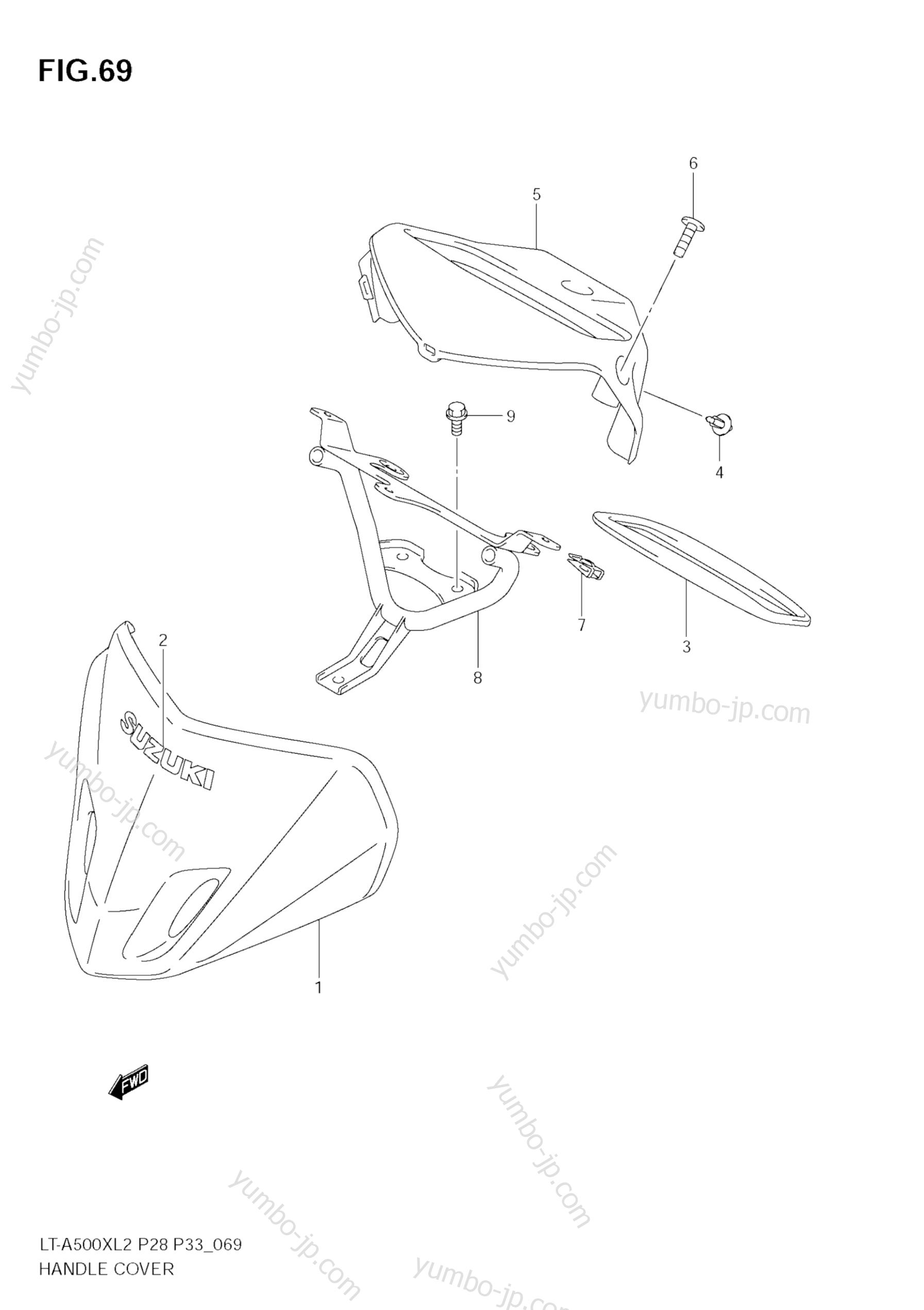 HANDLE COVER (LT-A500XZ E28) для квадроциклов SUZUKI KingQuad (LT-A500XZ) 2012 г.