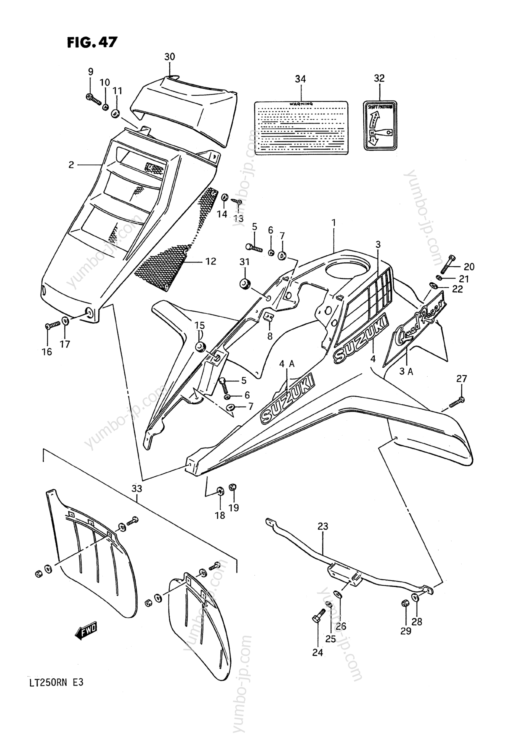 FRONT FENDER (MODEL H/J) для квадроциклов SUZUKI QuadRacer (LT250R) 1992 г.