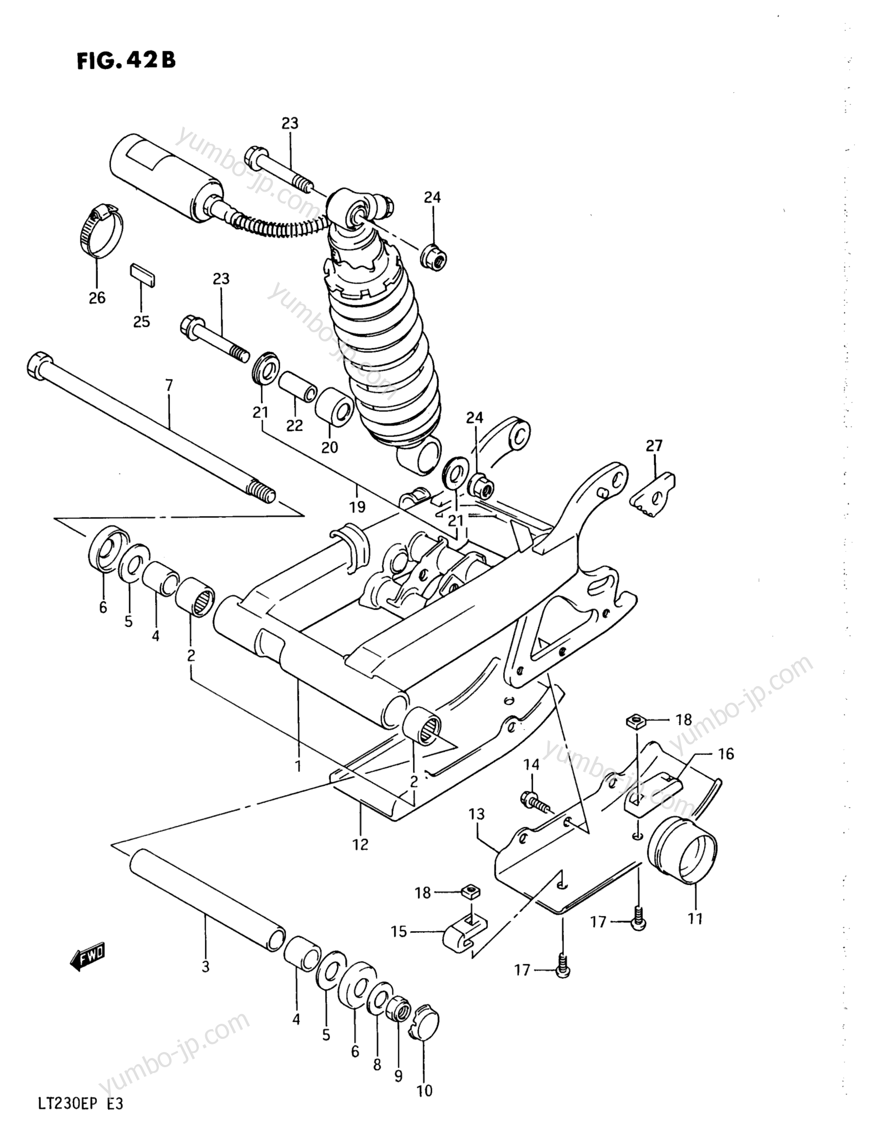 REAR SWINGING ARM (MODEL M/N/P) для квадроциклов SUZUKI QuadRunner (LT230E) 1991 г.