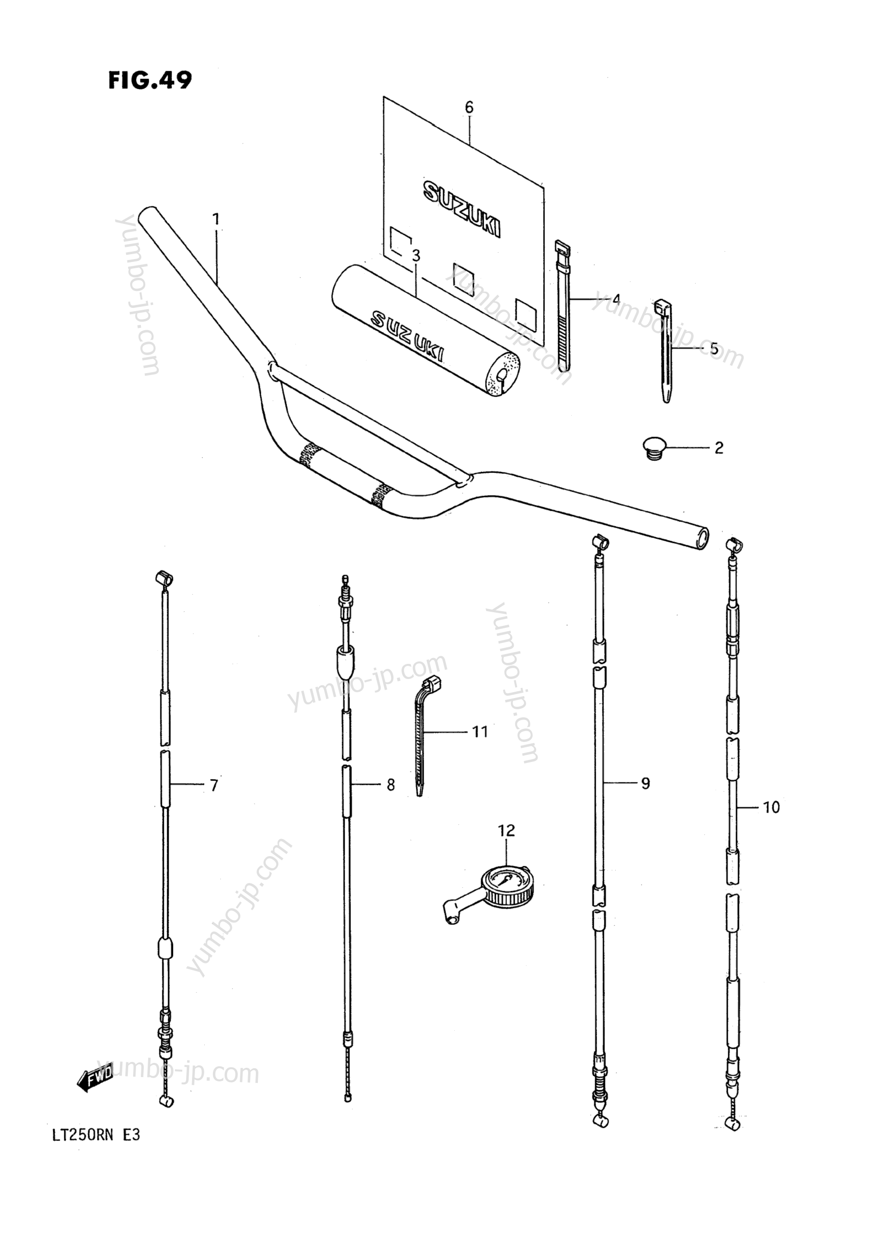 HANDLEBAR - CONTROL CABLE для квадроциклов SUZUKI QuadRacer (LT250R) 1992 г.