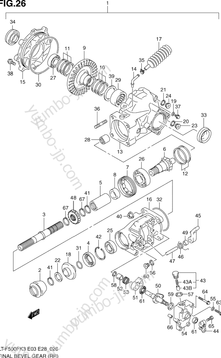 FINAL BEVEL GEAR (REAR) for ATVs SUZUKI Vinson 4WD (LT-F500F) 2003 year