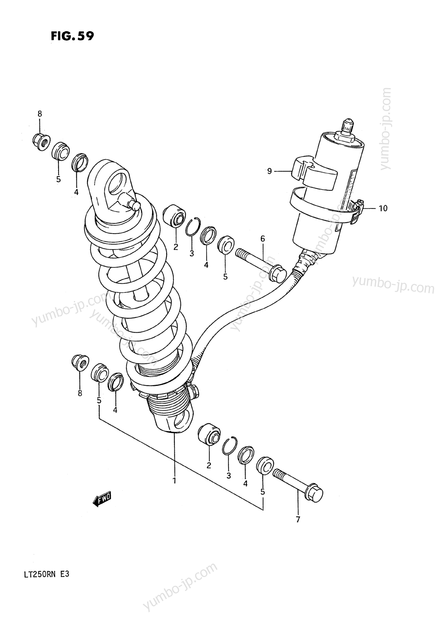 REAR SHOCK ABSORBER (MODEL F/G) для квадроциклов SUZUKI QuadRacer (LT250R) 1992 г.