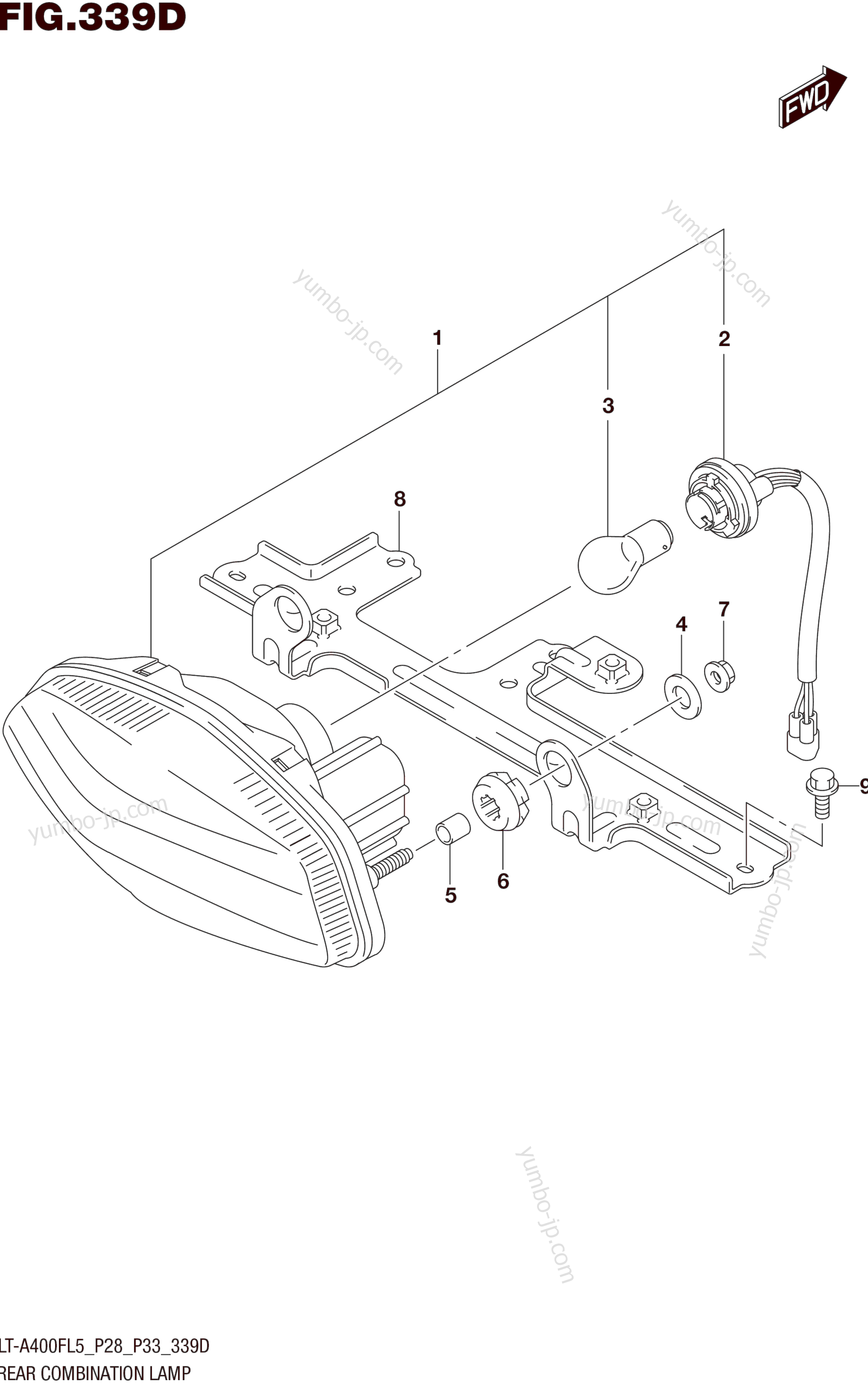 REAR COMBINATION LAMP (LT-A400FZL5 P33) для квадроциклов SUZUKI LT-A400FZ 2015 г.