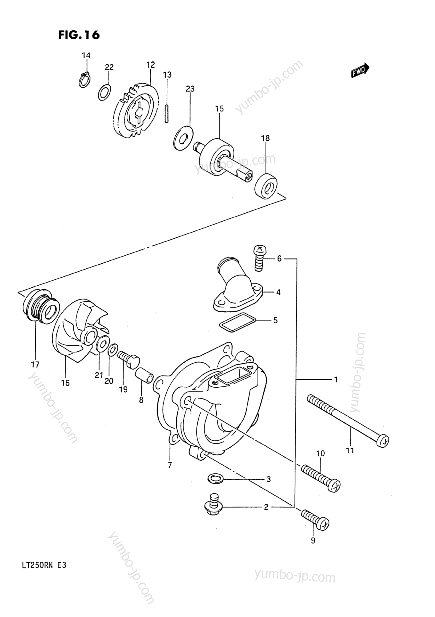 WATER PUMP (MODEL F/G) для квадроциклов SUZUKI QuadRacer (LT250R) 1986 г.