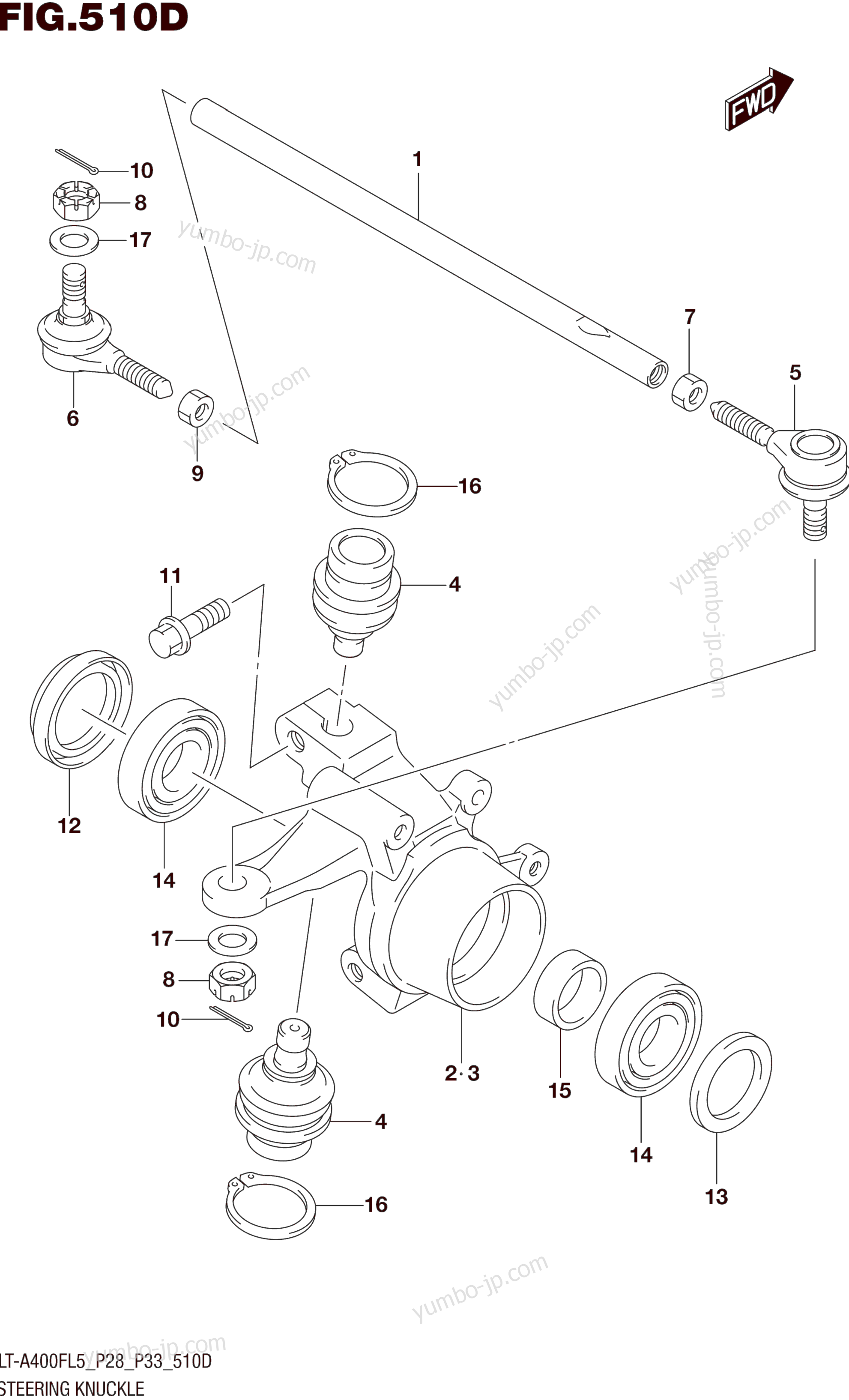 STEERING KNUCKLE (LT-A400FZL5 P33) для квадроциклов SUZUKI LT-A400FZ 2015 г.