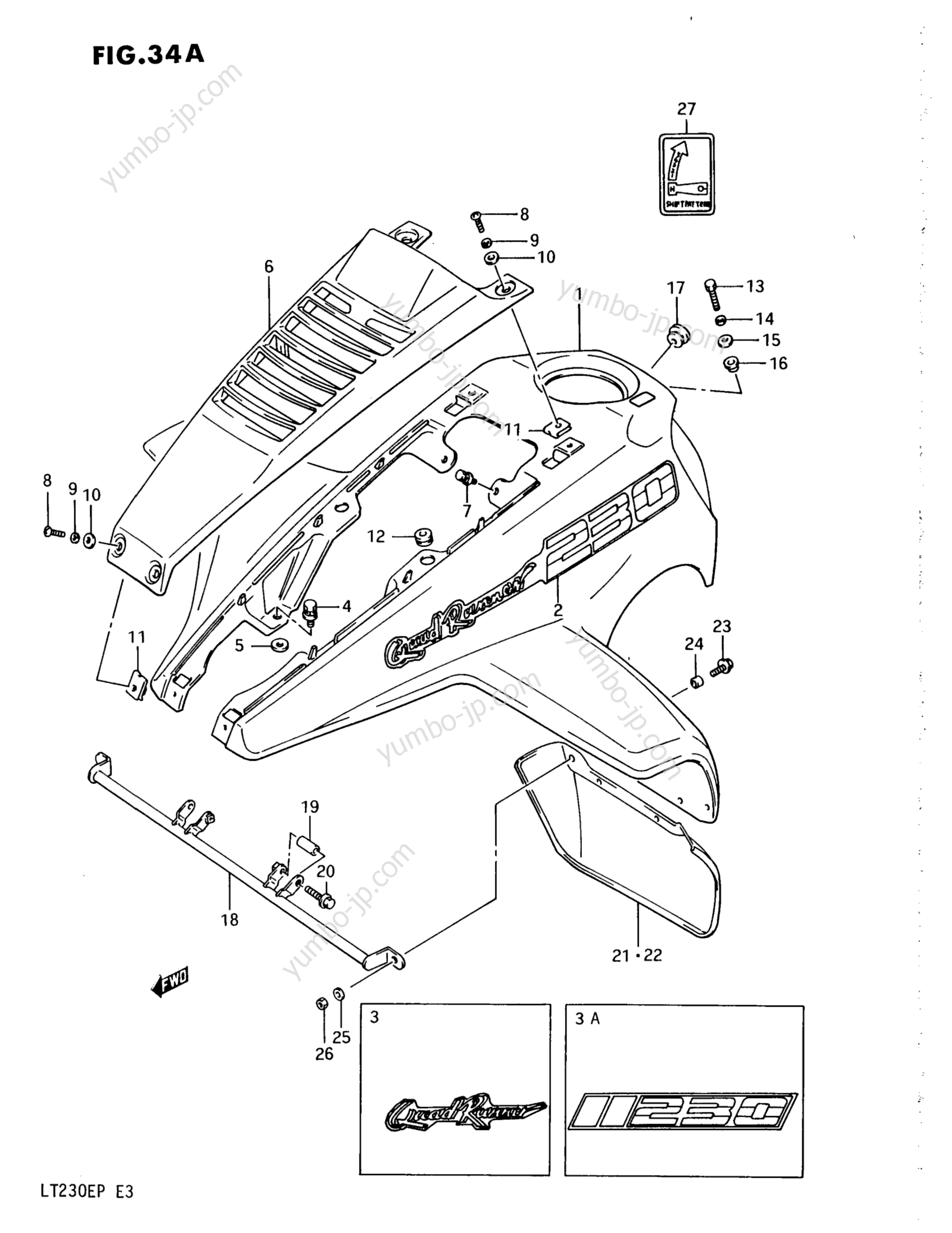FRONT FENDER (MODEL L/M) for ATVs SUZUKI QuadRunner (LT230E) 1993 year