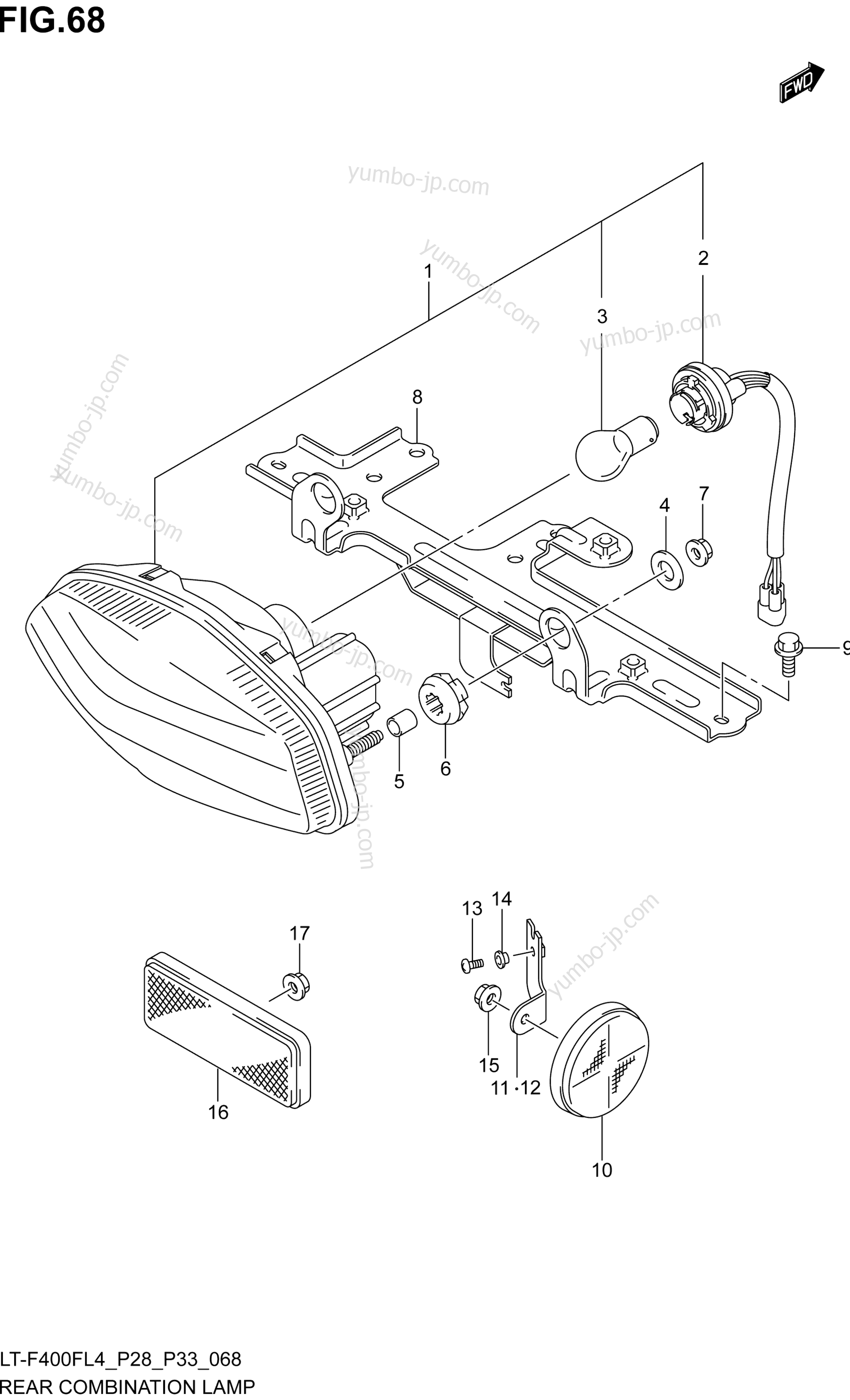 REAR COMBINATION LAMP (LT-F400FL4 P28) для квадроциклов SUZUKI LT-F400F 2014 г.