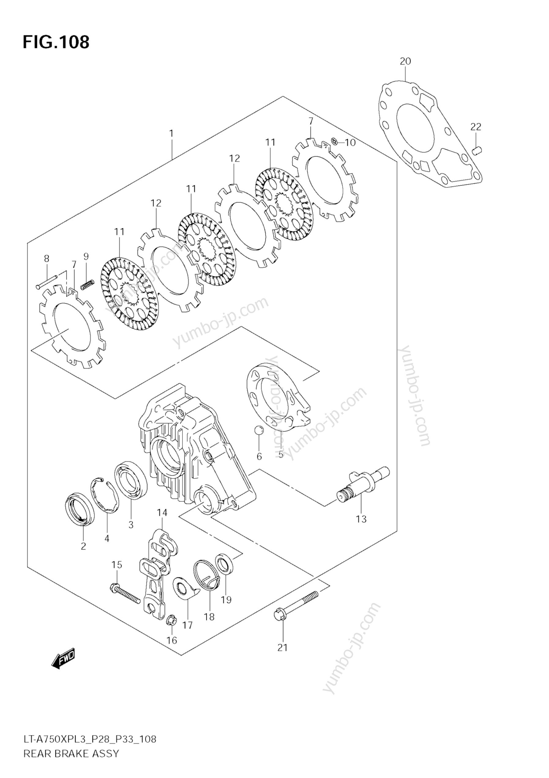 REAR BRAKE ASSY для квадроциклов SUZUKI KingQuad (LT-A750XPZ) 2013 г.