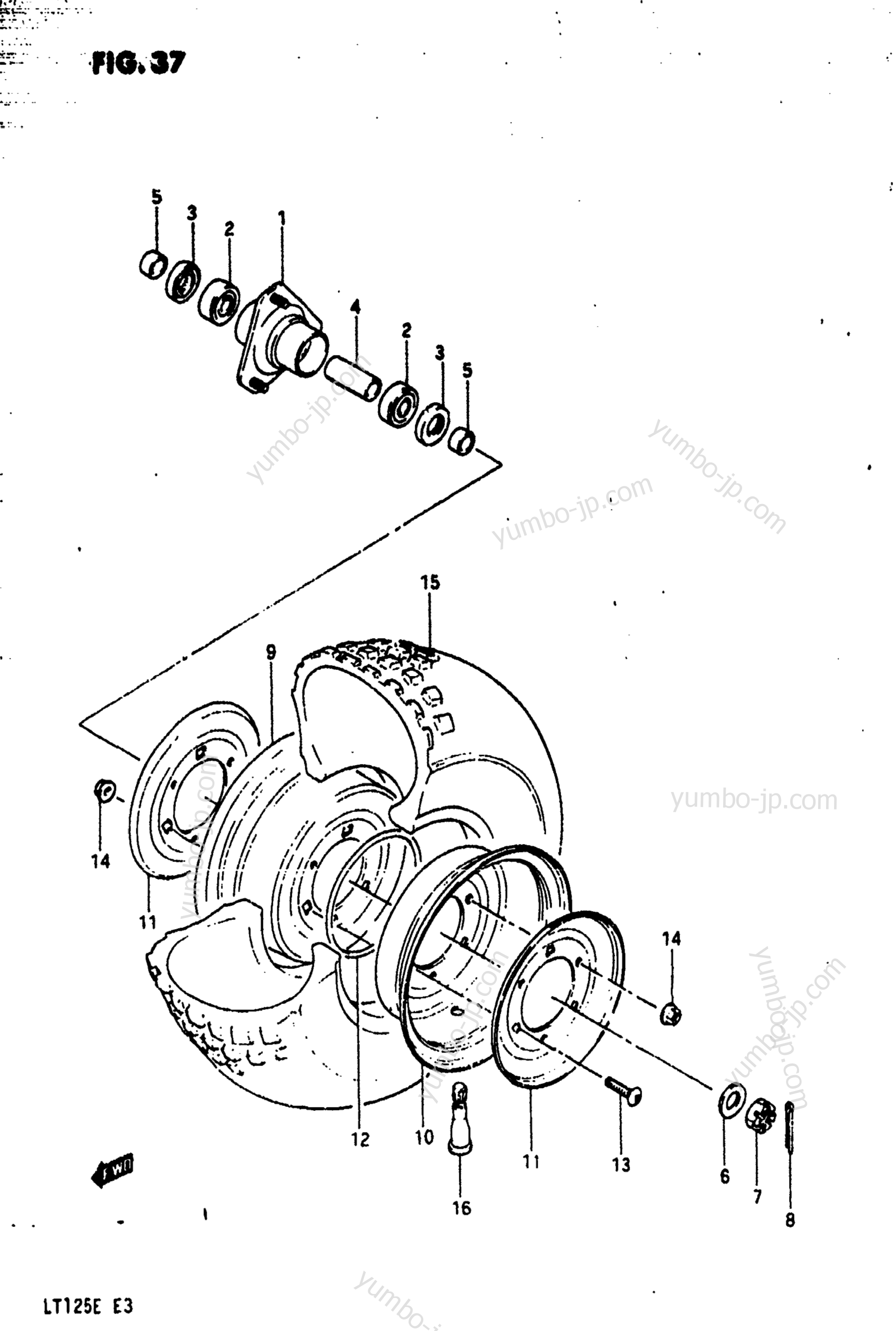 FRONT WHEEL (MODEL D) для квадроциклов SUZUKI LT125 1984 г.