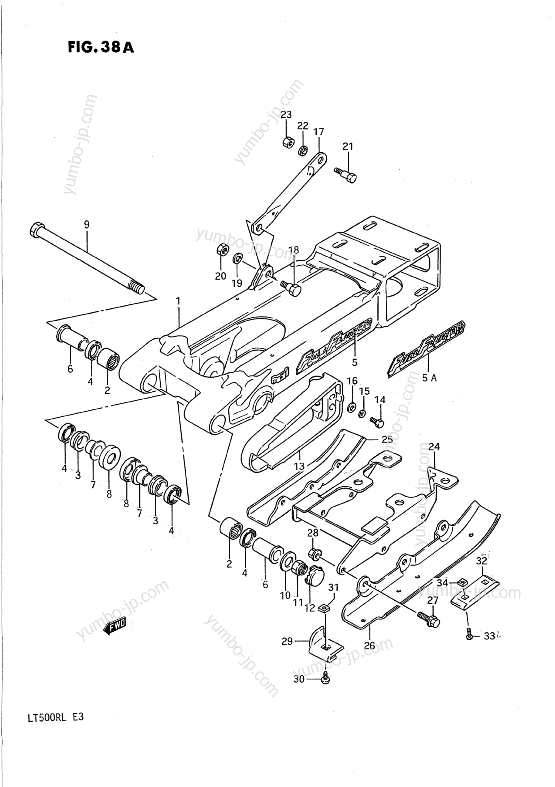 REAR SWINGING ARM (MODEL J/K/L) для квадроциклов SUZUKI QuadRacer (LT500R) 1988 г.