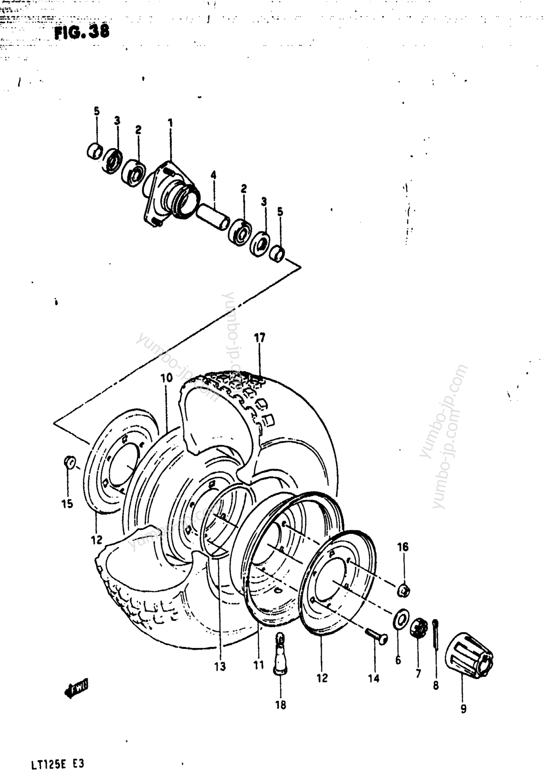 FRONT WHEEL (MODEL E) для квадроциклов SUZUKI LT125 1984 г.