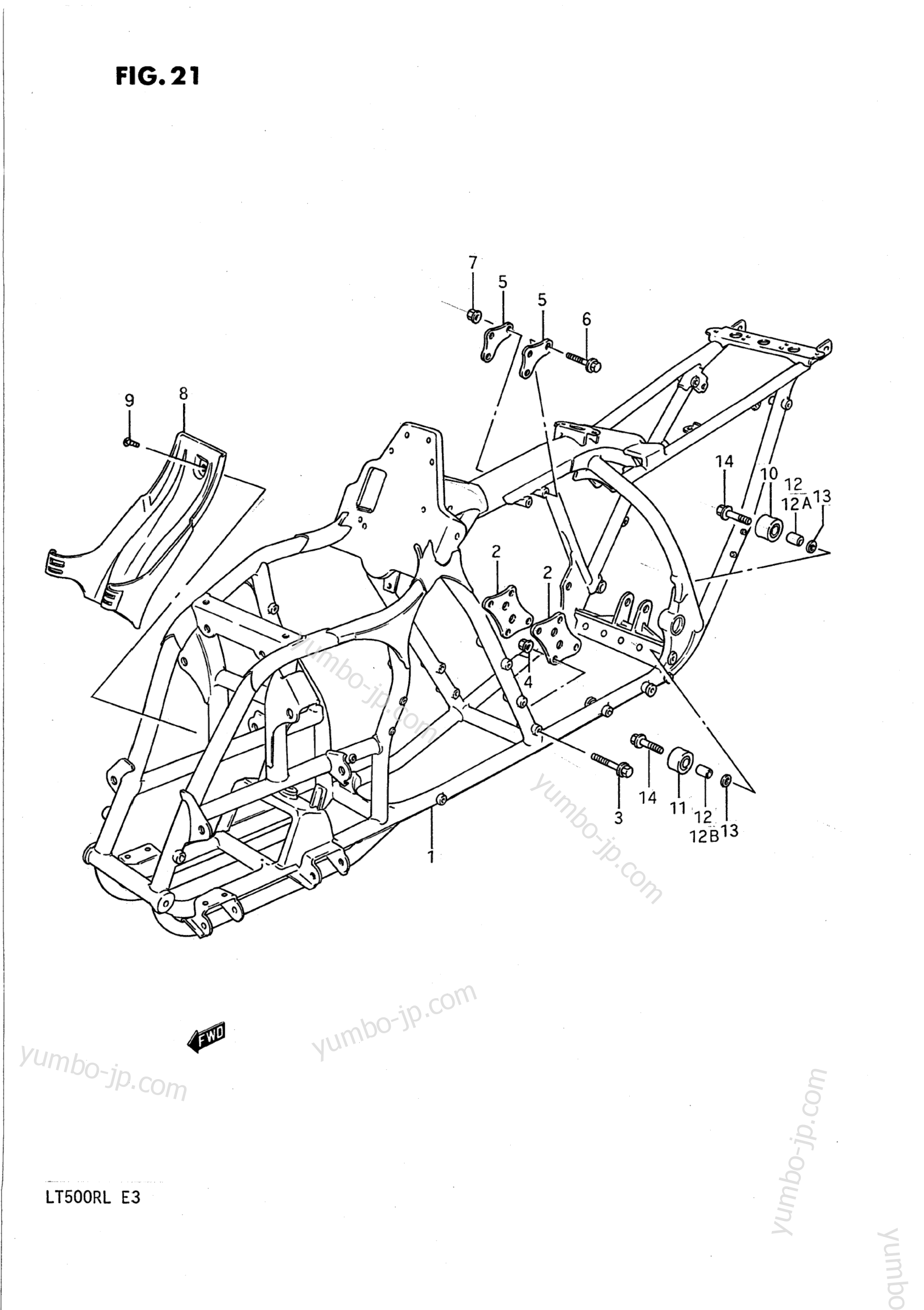 FRAME для квадроциклов SUZUKI QuadRacer (LT500R) 1988 г.