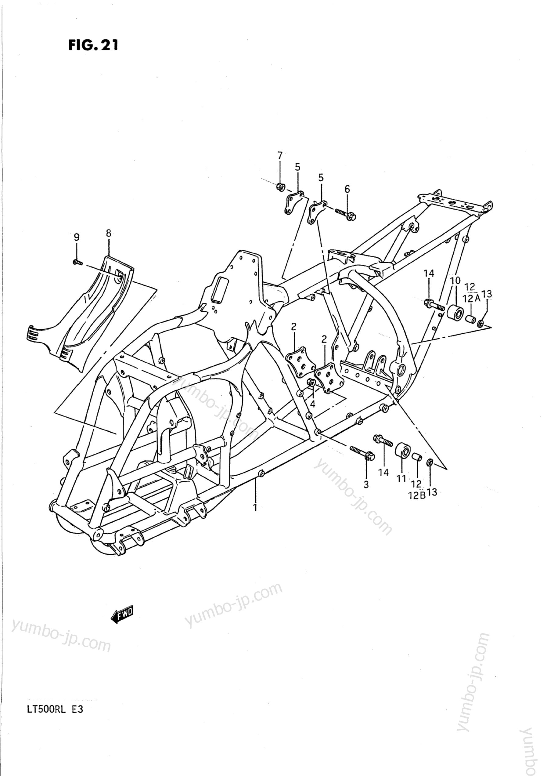 FRAME for ATVs SUZUKI QuadRacer (LT500R) 1989 year