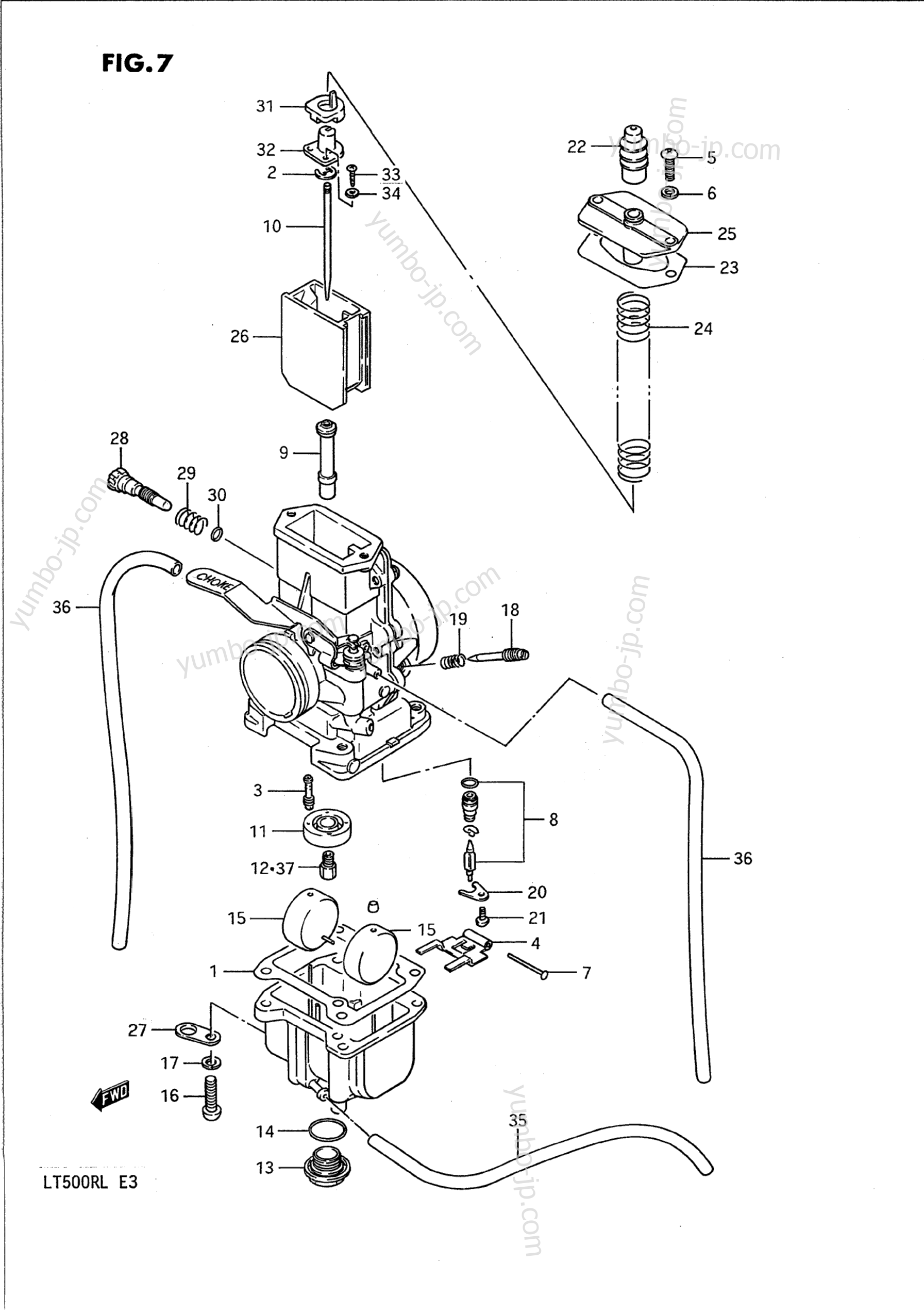 CARBURETOR (MODEL H) for ATVs SUZUKI QuadRacer (LT500R) 1989 year