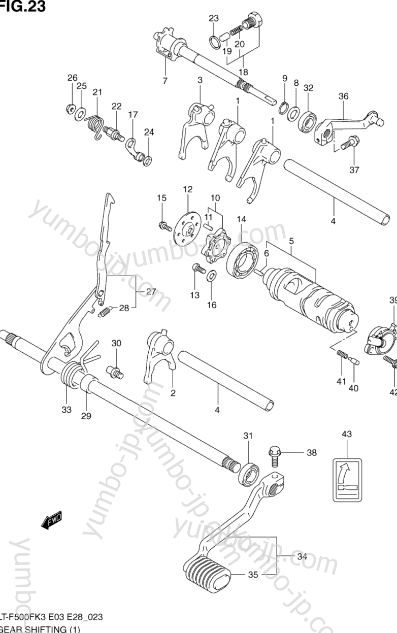 GEAR SHIFTING (1) для квадроциклов SUZUKI Vinson 4WD (LT-F500F) 2003 г.